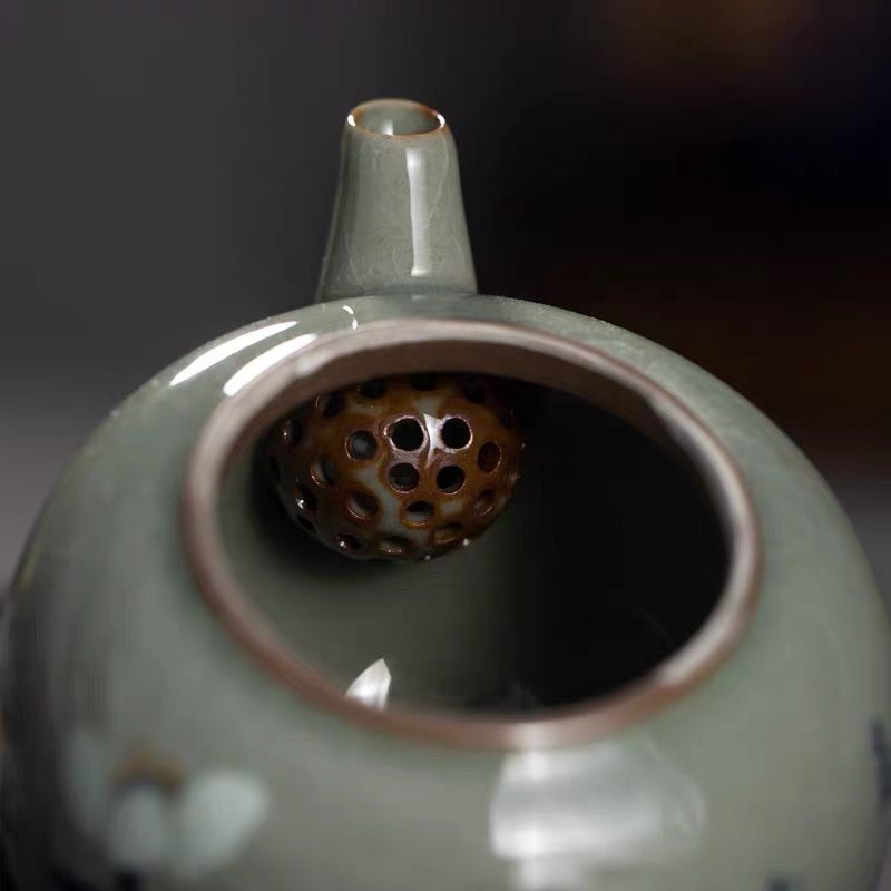 multi color underglaze teapot – Jingdezhen Wood-Fired Kiln Old Clay Handmade Lotus Blue and by Kungfuyang