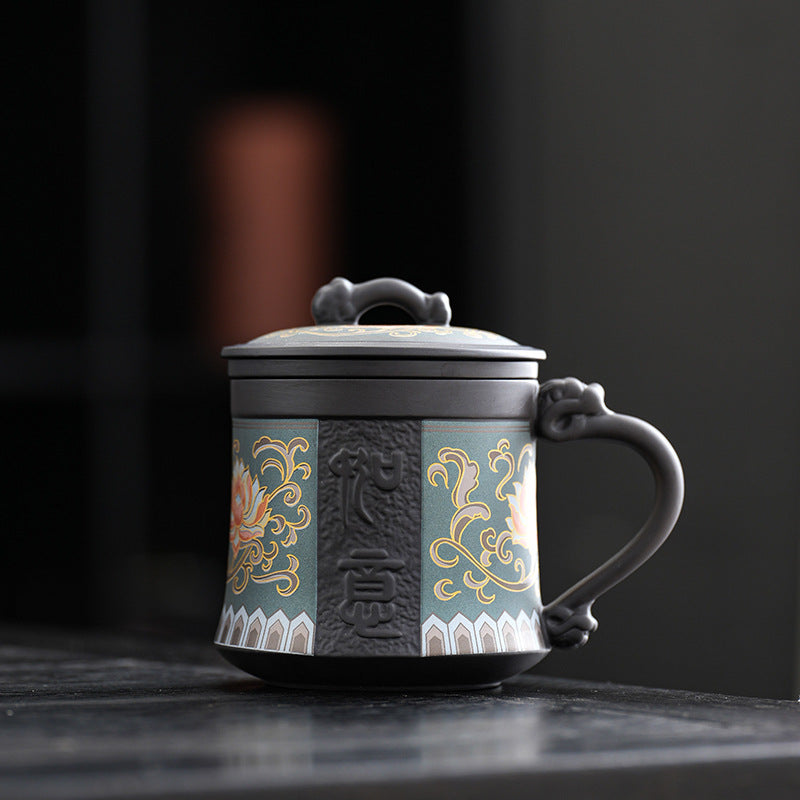 nixing clay teacup – Purple Clay Royal Lotus Patterned Teacup +Tea Can by Kungfuyang