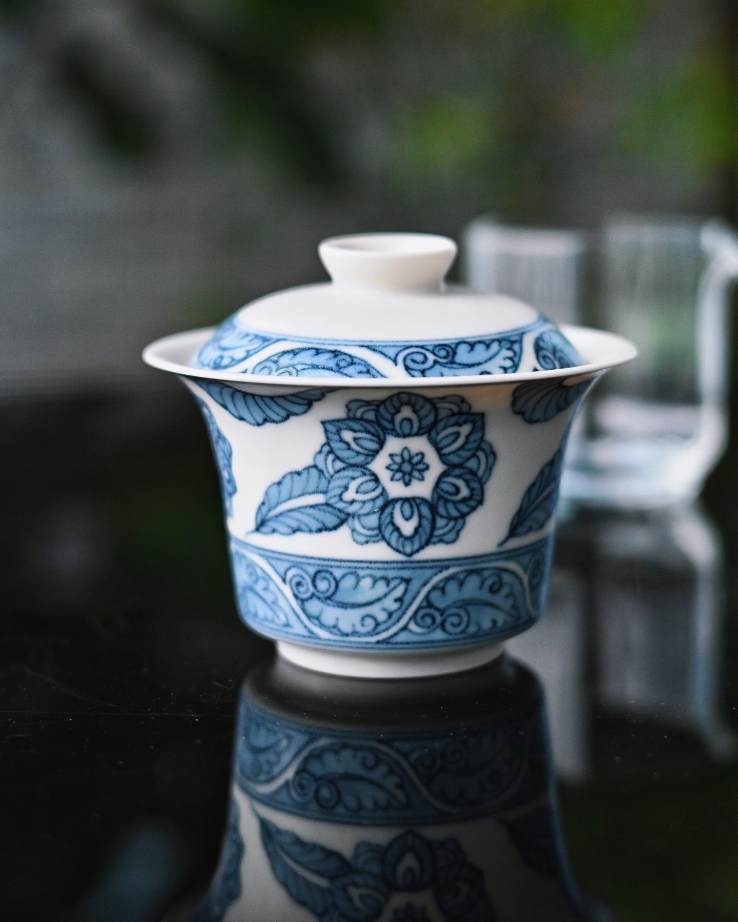 non reflective glaze ceramic tea set – Jingdezhen Blue and White Matte Glaze Gaiwan by Kungfuyang