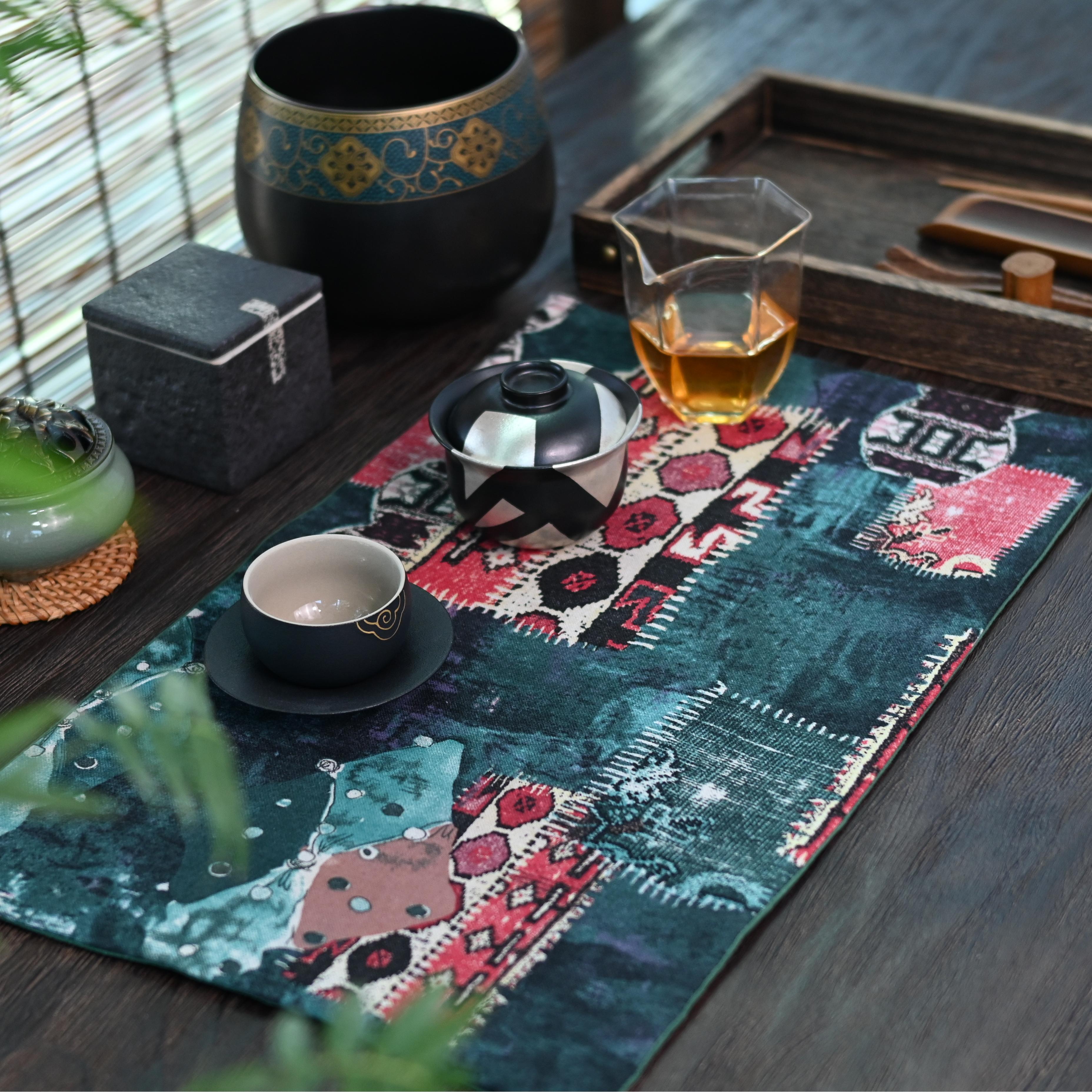 nordic style table cloth – Cotton and Linen Printed Absorbent Retro Tablecloth Teamat by Kungfuyang