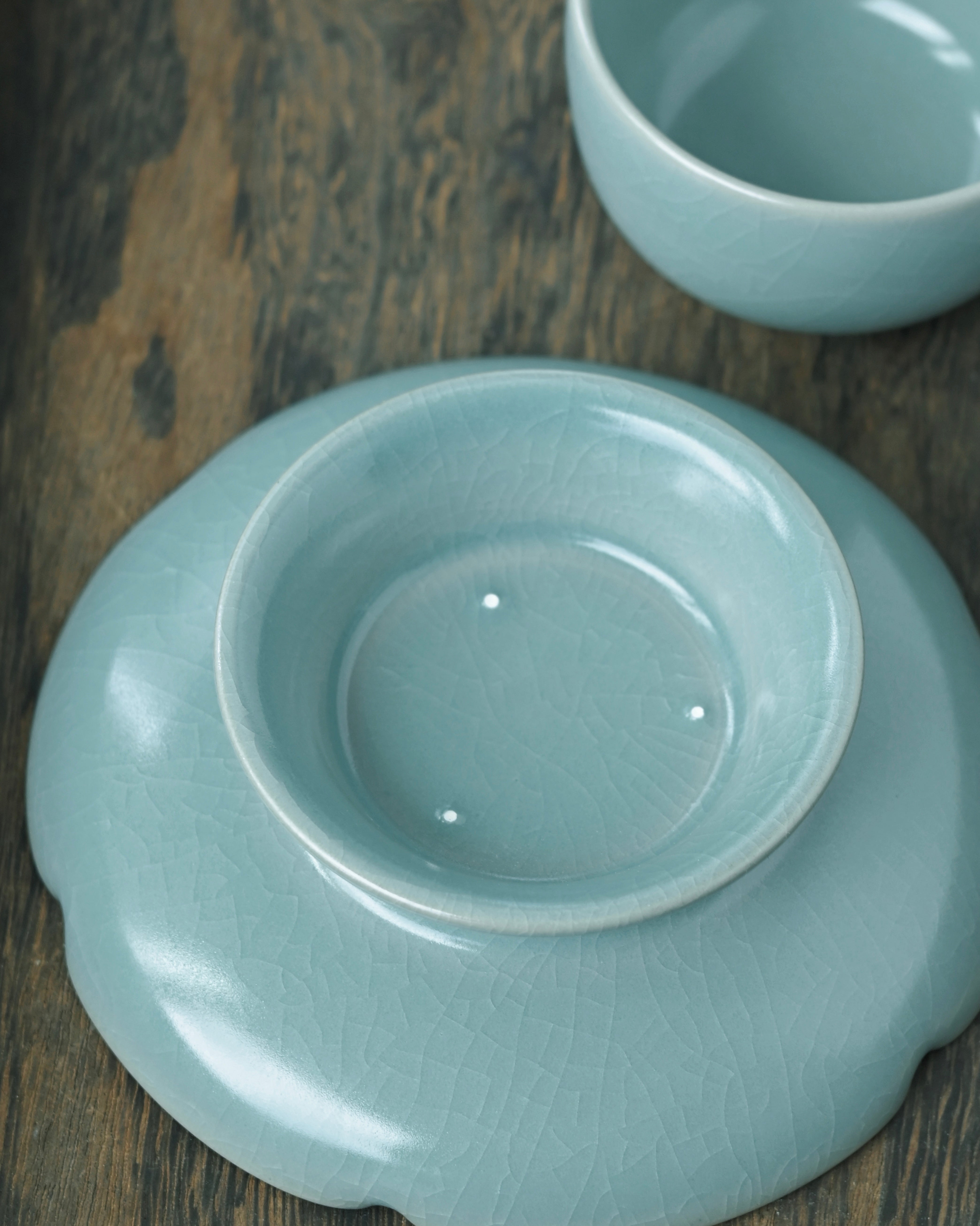 northern song celadon teacup with saucer – Ru Ware Sky-Blue Glaze Teacup and Saucer with Crackled by Kungfuyang