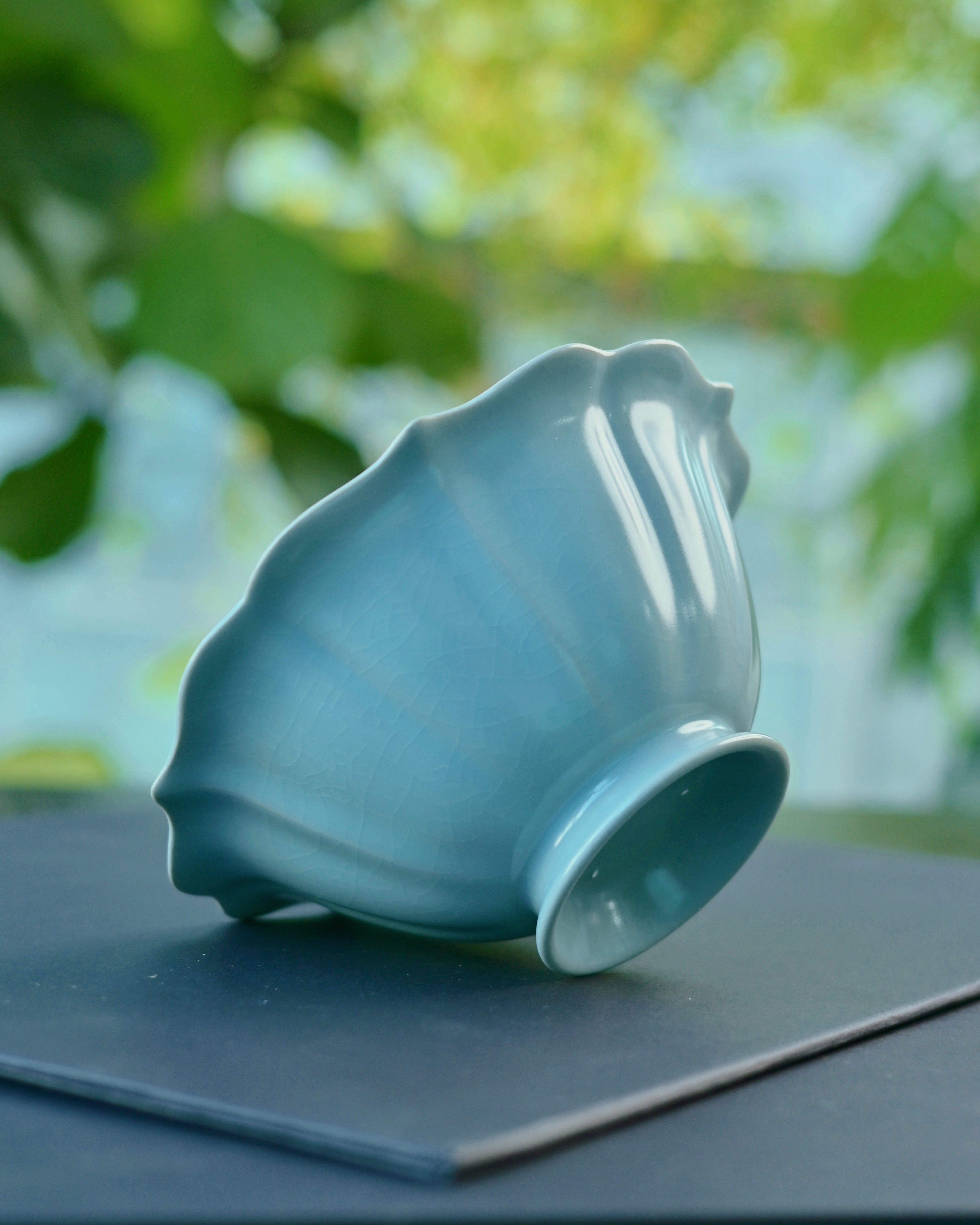 northern song ceramic revival – Ru Ware Sky-Blue Glaze Floral-Rim Bowl by Kungfuyang