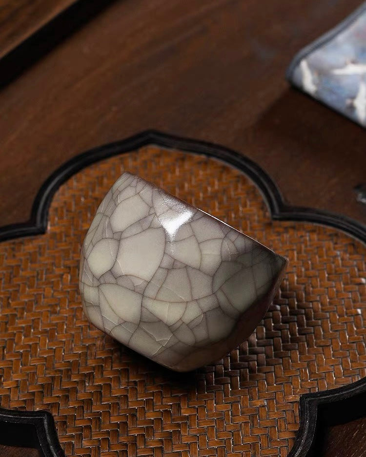 northern song handmade ge ware – Longquan Celadon Ge Kiln Faceted Master Cup 110ml by Kungfuyang