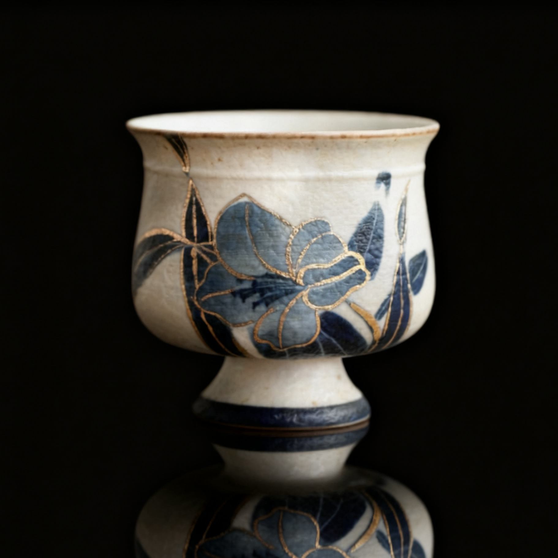 old clay blue and white caramel glaze stem – Old Clay Blue-and-White Volcanic Stone Style Caramel Glaze by Kungfuyang