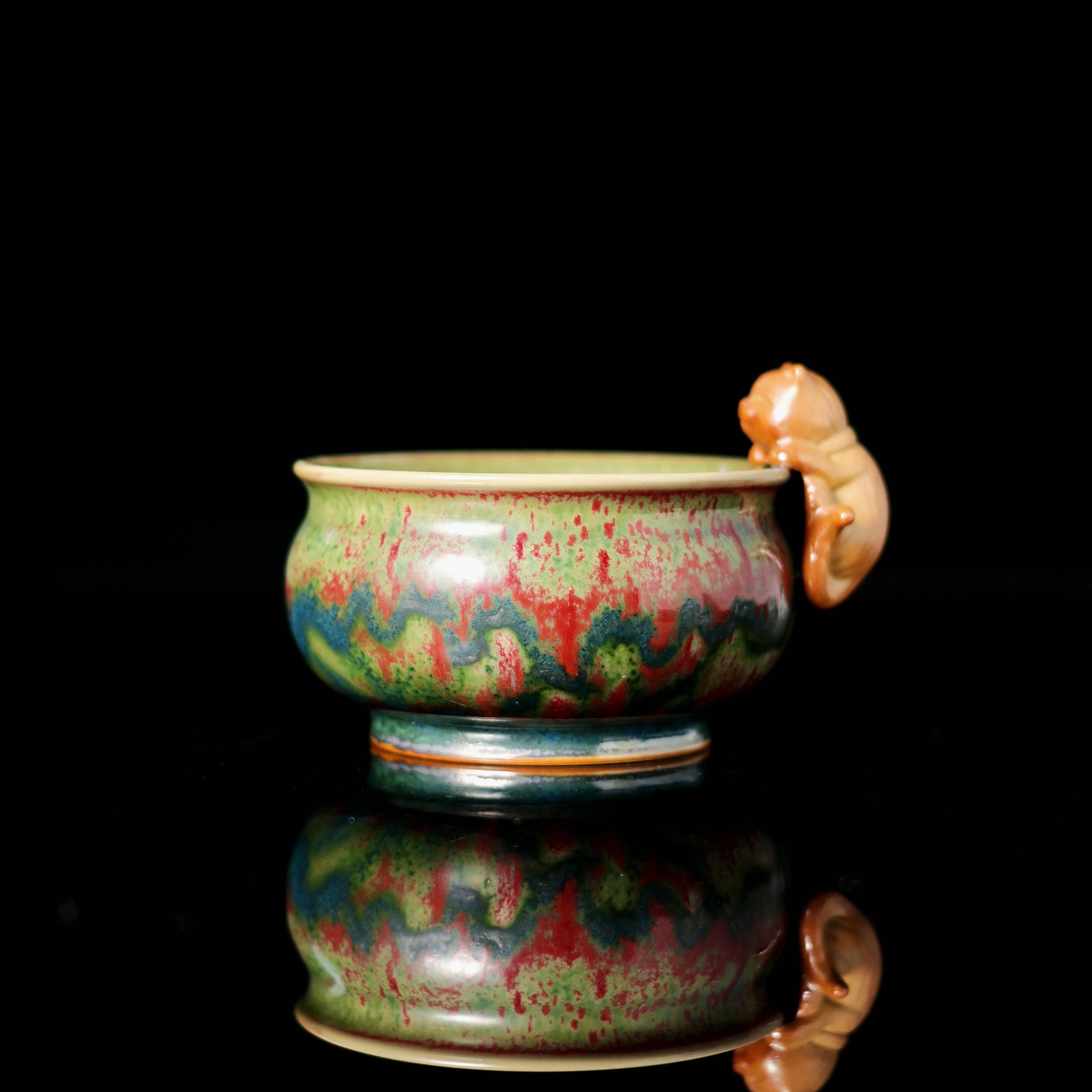 one of a kind ceramic cup – Jun Ware Kitty-Handle Kiln-Transformation Cup 120ml by Kungfuyang