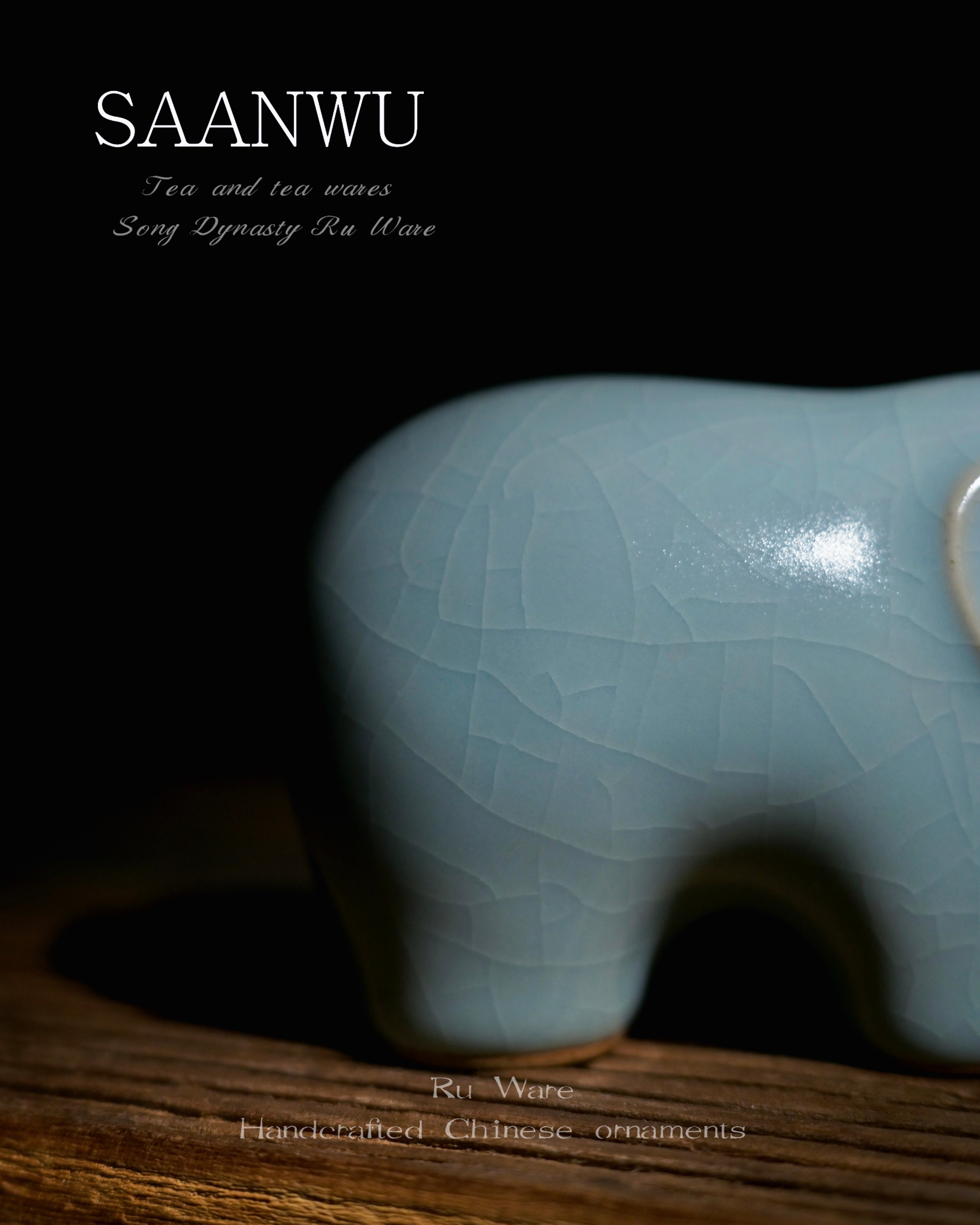 oriental desktop ornament ru ware elephant – Ru Ware Celadon Glaze Tea Pet Porcelain Elephant Ornament by Kungfuyang