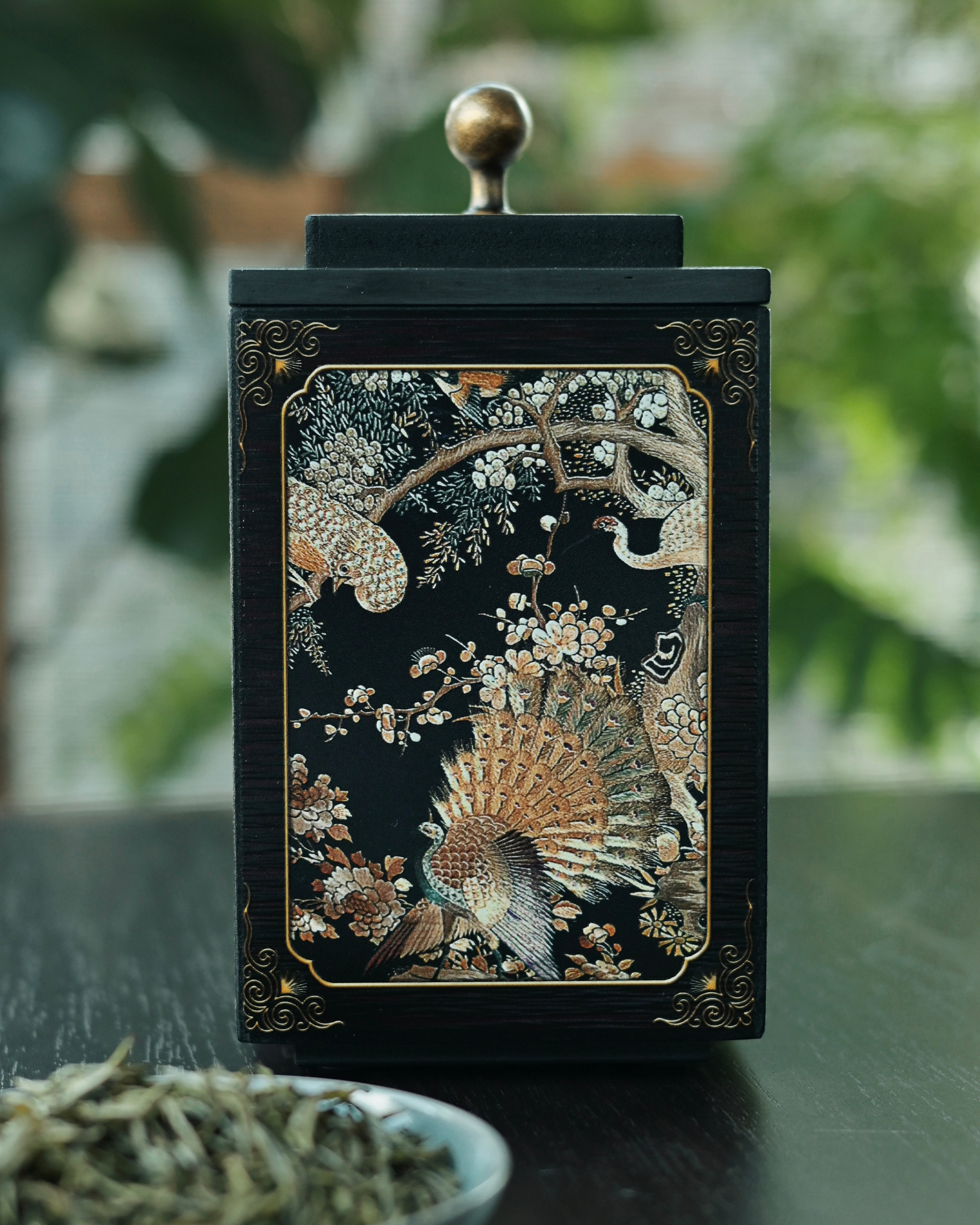 palace lantern style tea caddy – Retro 'Hundred Birds Worshipping Phoenix' Tea Caddy by Kungfuyang