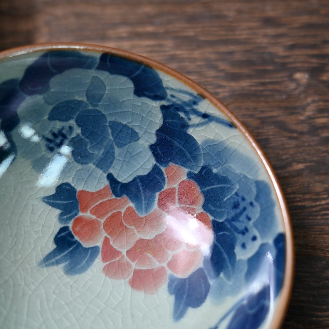 peony painting ceramic teacup – Jingdezhen Wood-Fired Kiln Old Clay Hand-Painted Peony Blue by Kungfuyang