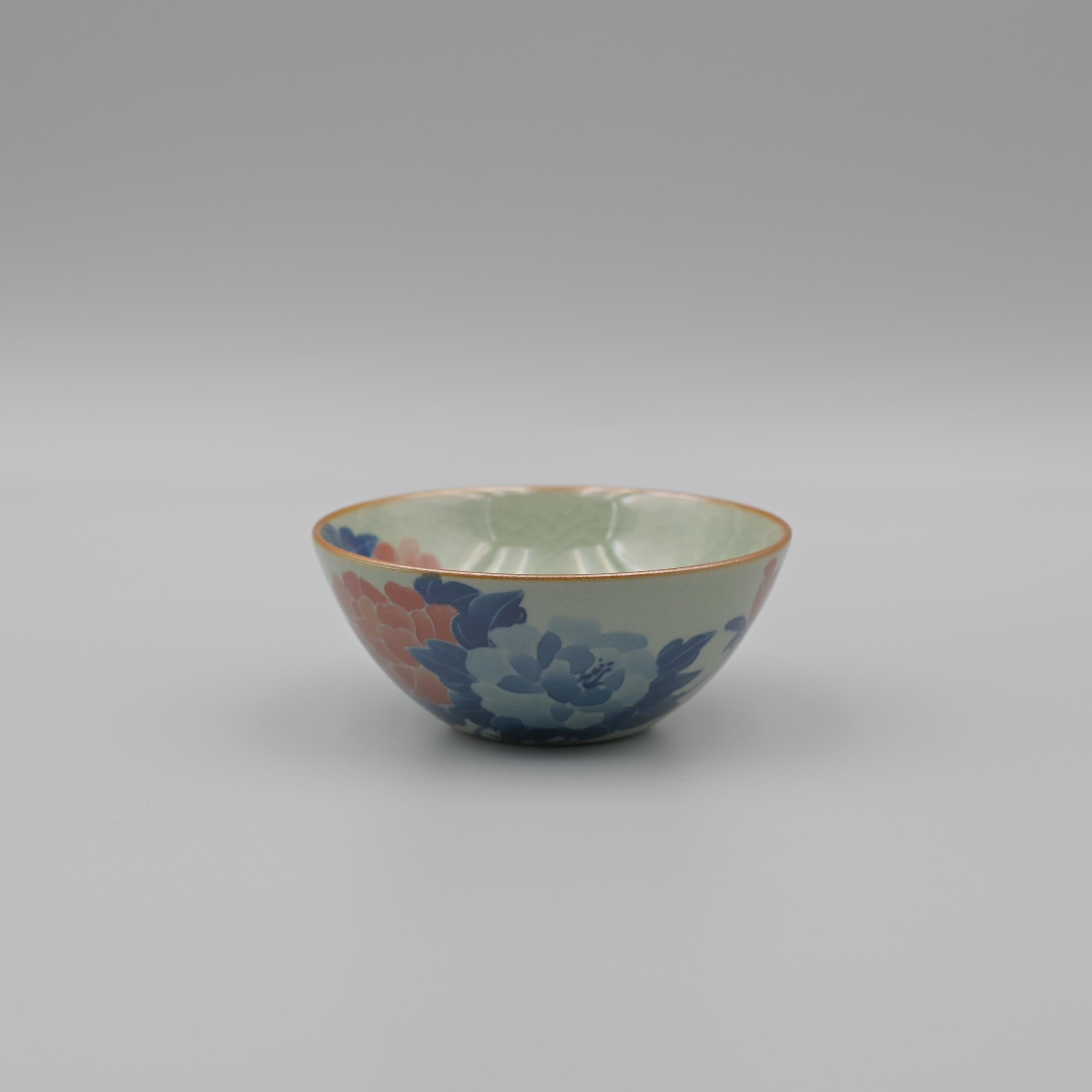 peony pattern teacup – Jingdezhen Wood-Fired Kiln Old Clay Hand-Painted Peony Blue by Kungfuyang