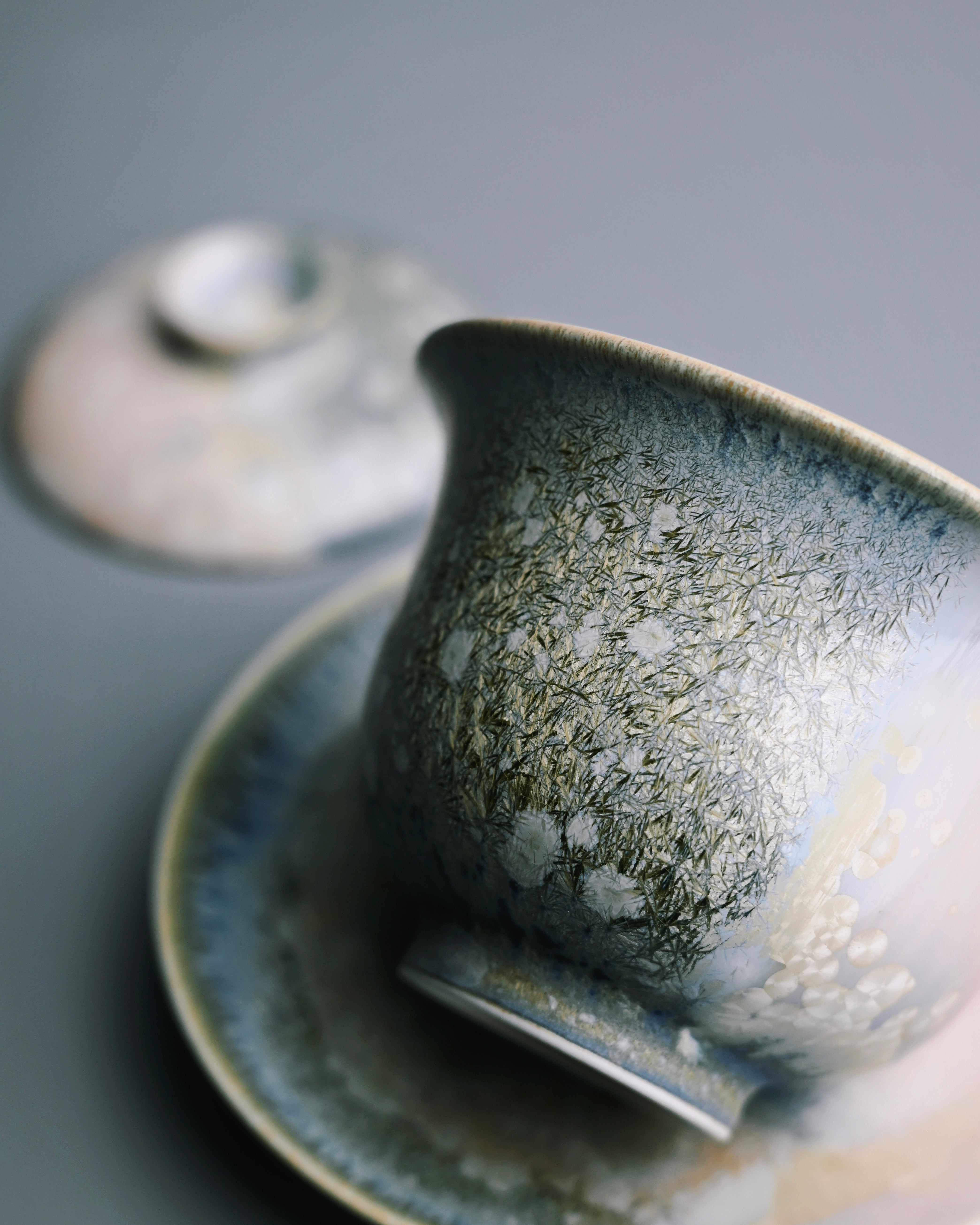 pine needle pattern gaiwan set – Kiln-Transformed Crystal Glaze Pine Needle Gaiwan by Kungfuyang