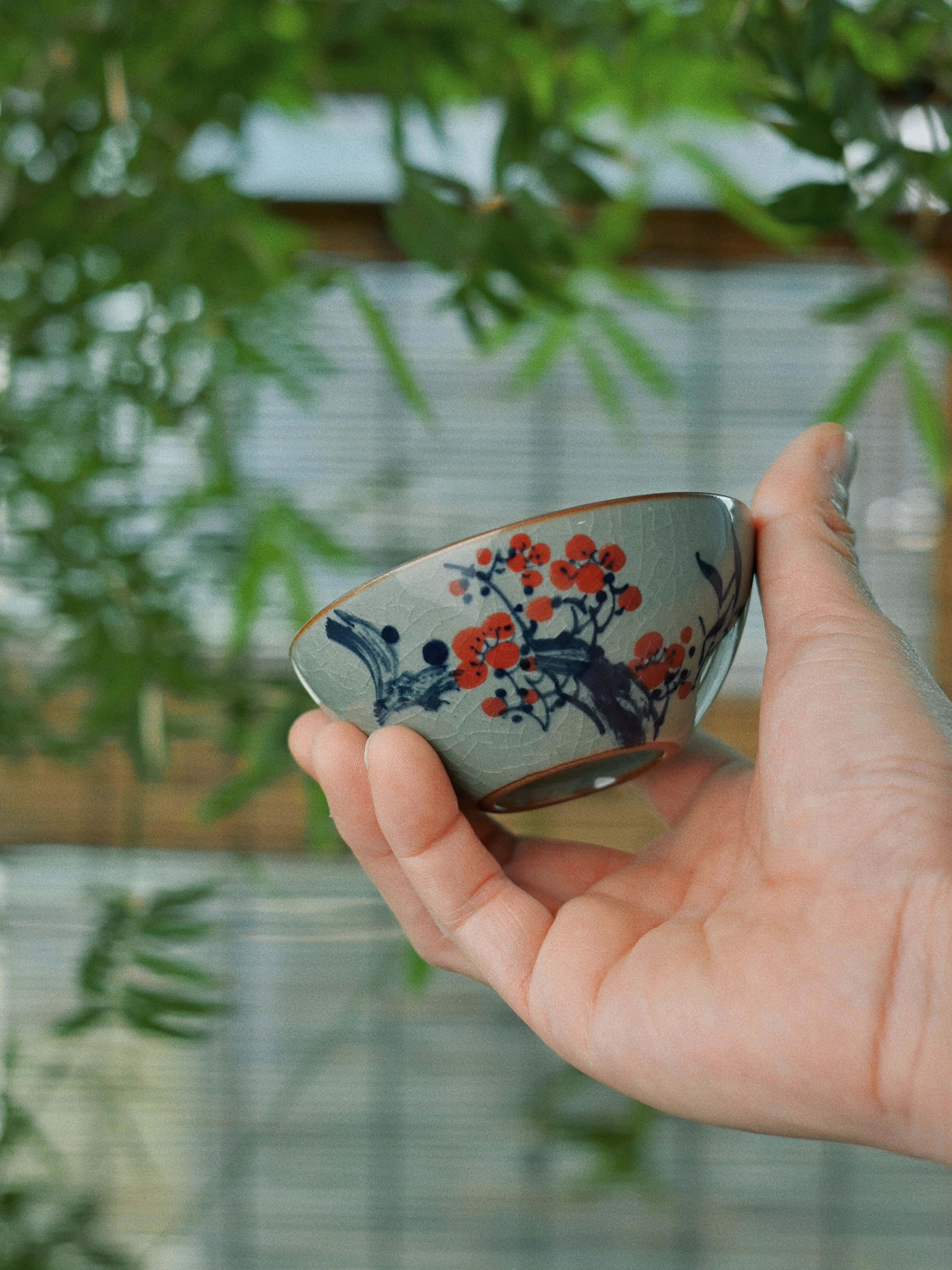 plum blossom underglaze painting teacup – Jingdezhen Hand-Painted Plum Blossom Underglaze Pu-erh Teacup by Kungfuyang