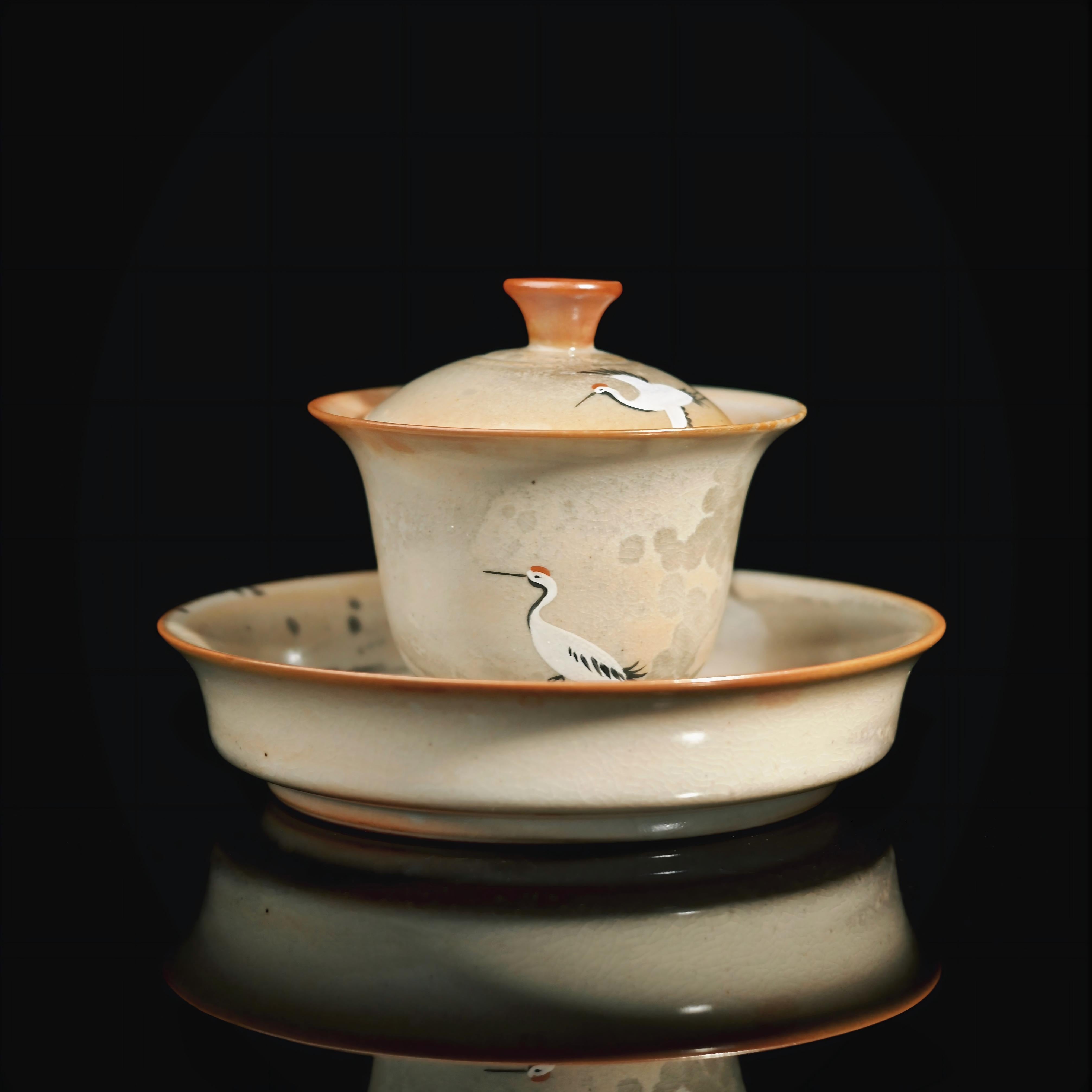 porcelain gaiwan with saucer – Jingdezhen Hand-Painted Ink Wash Style Gaiwan Set by Kungfuyang