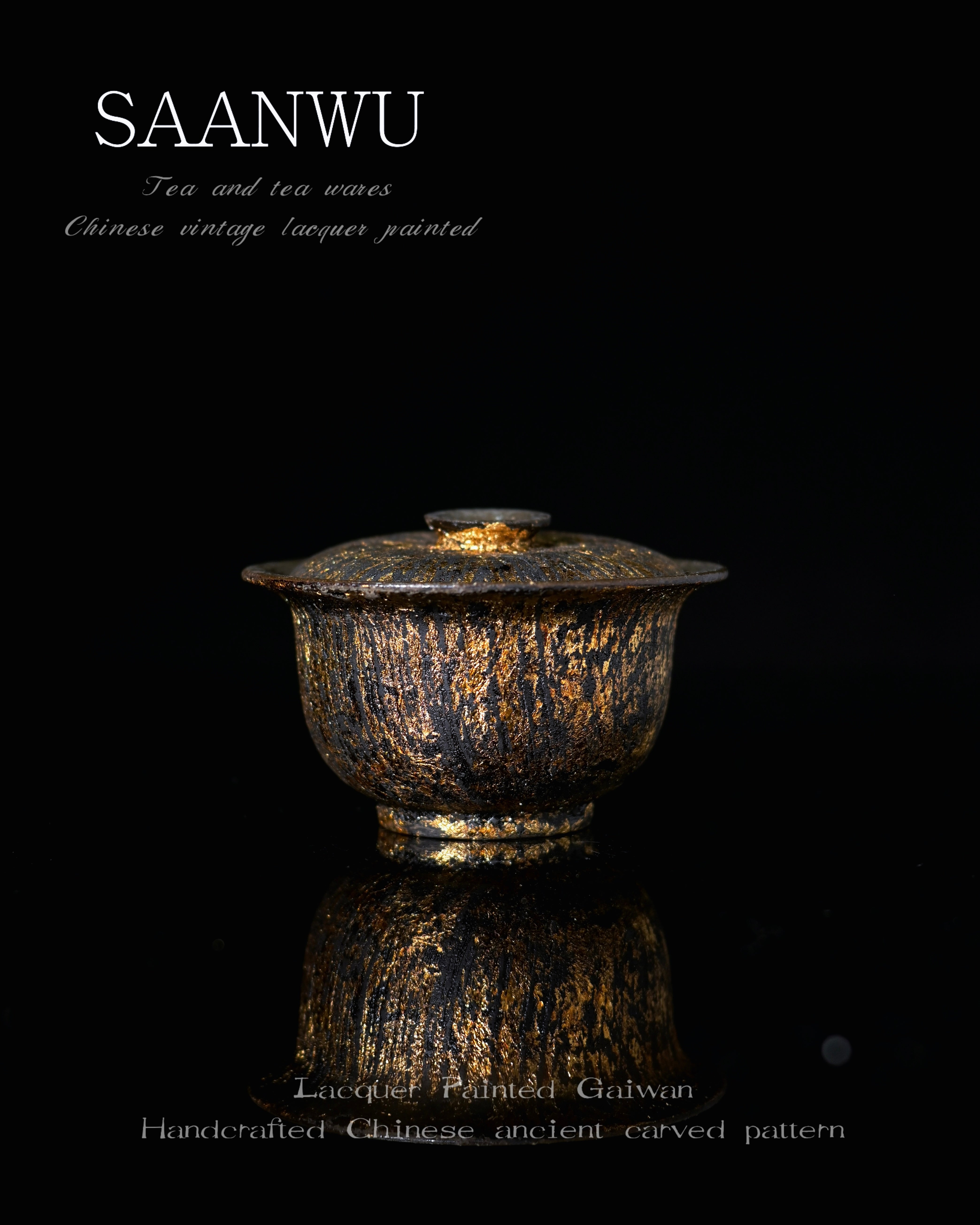 primitive coarse clay pottery gaiwan – Unique Piece Handmade Raw Lacquer Gold Brush Coarse Clay by Kungfuyang