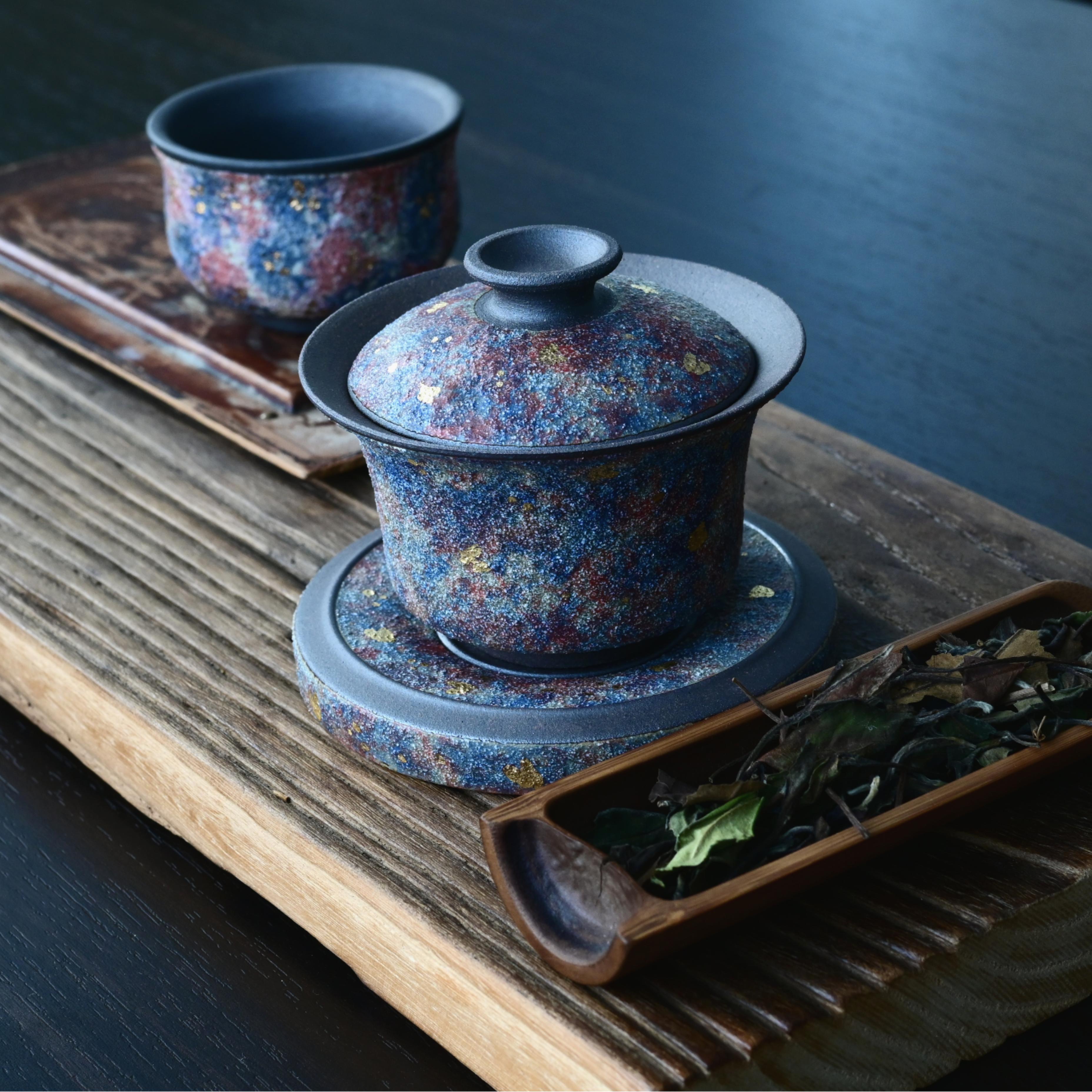 purple clay gaiwan – Purple Clay Conbined with Rock Mineral Colorful Gold Detailing by Kungfuyang