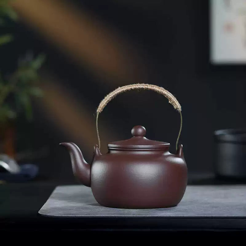 purple clay ore large capacity handle pot – Yixing Zisha Clay Large Capacity Handle-Operated Teapot by Kungfuyang