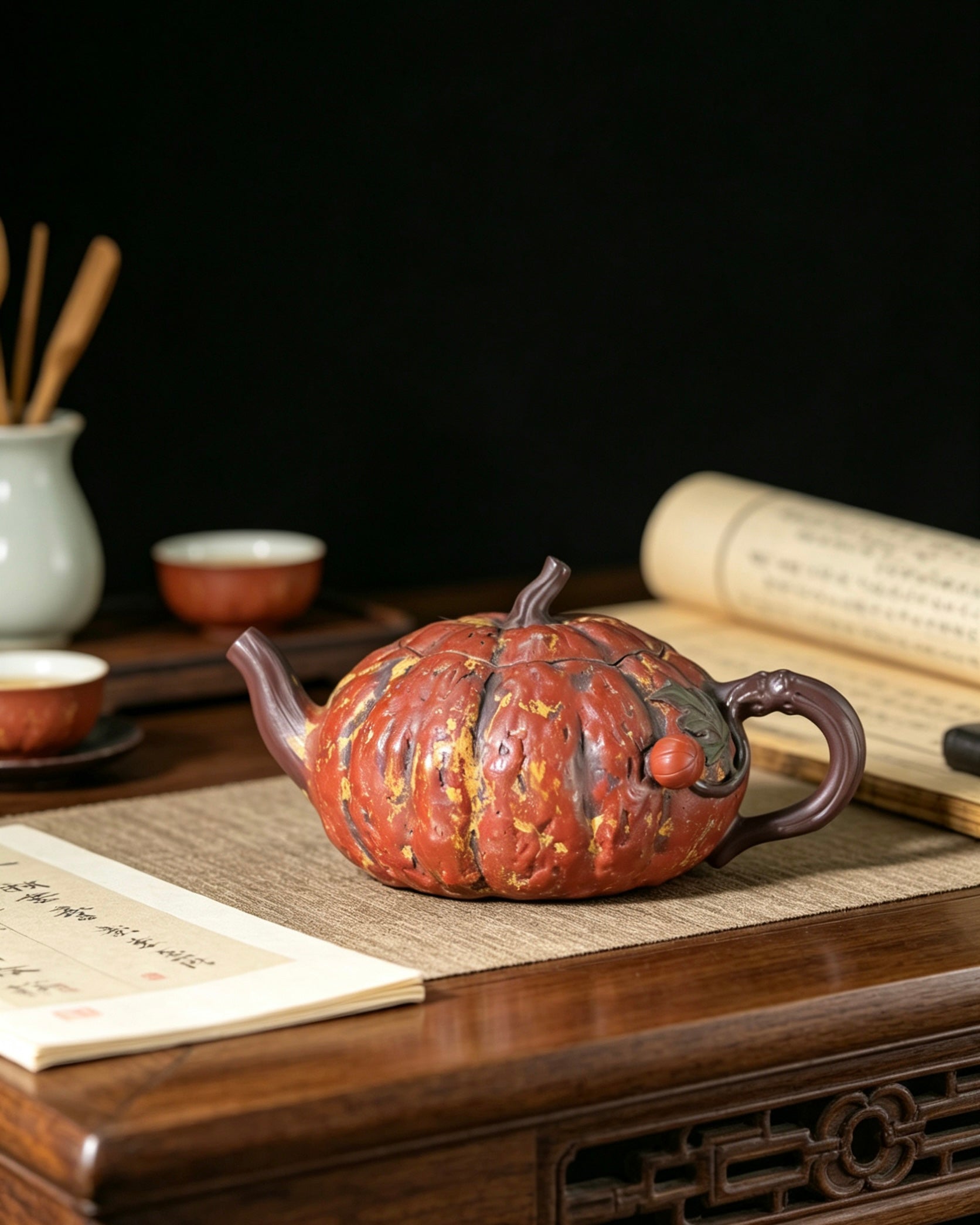 purple clay tea patina base – Yixing Zisha Original Zini Clay Handmade Pumpkin Teapot 250ml by Kungfuyang