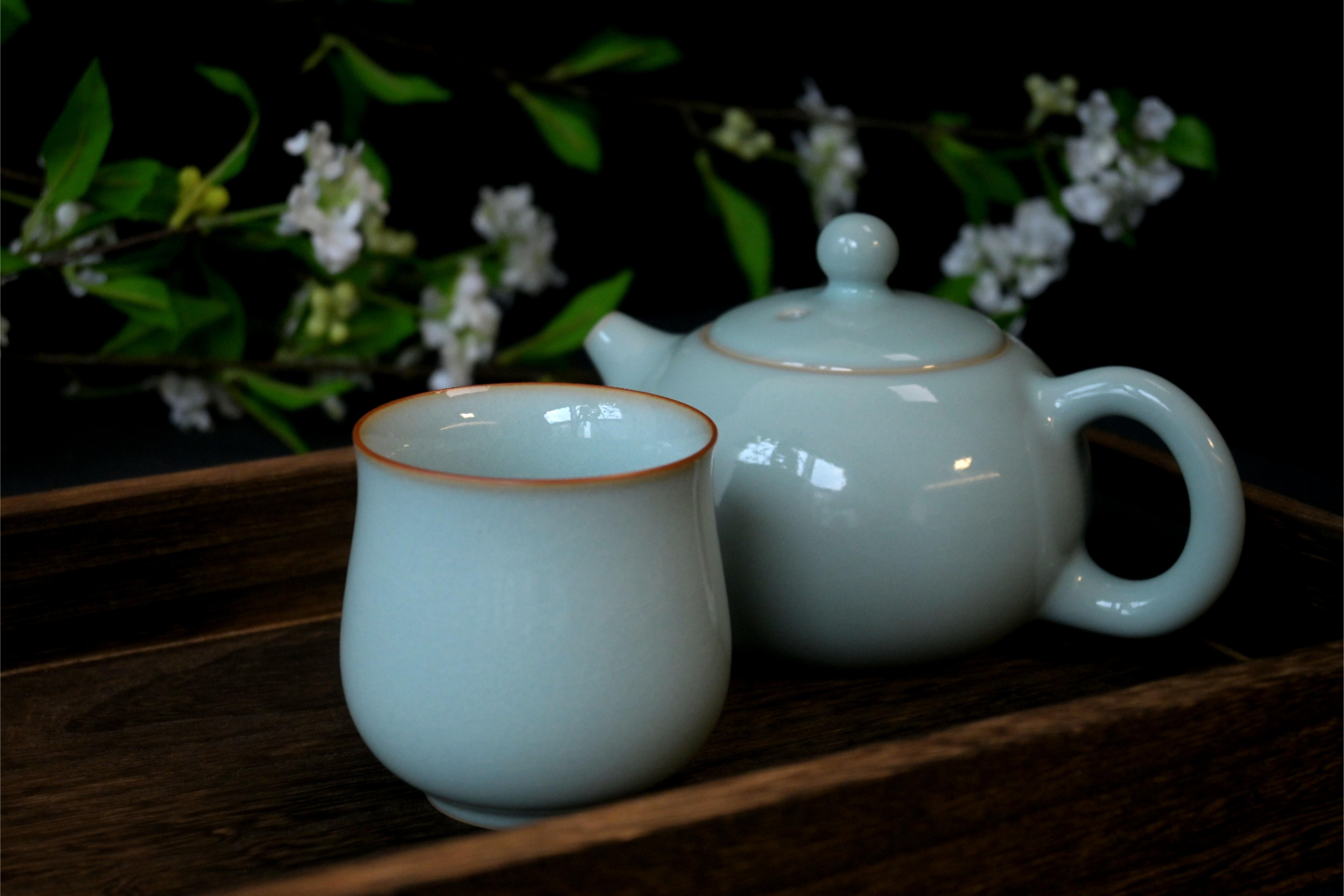 ru china celadon glaze – Ru Ware Retrho Teacup Ru Kiln Handcrafted Teacup by Kungfuyang