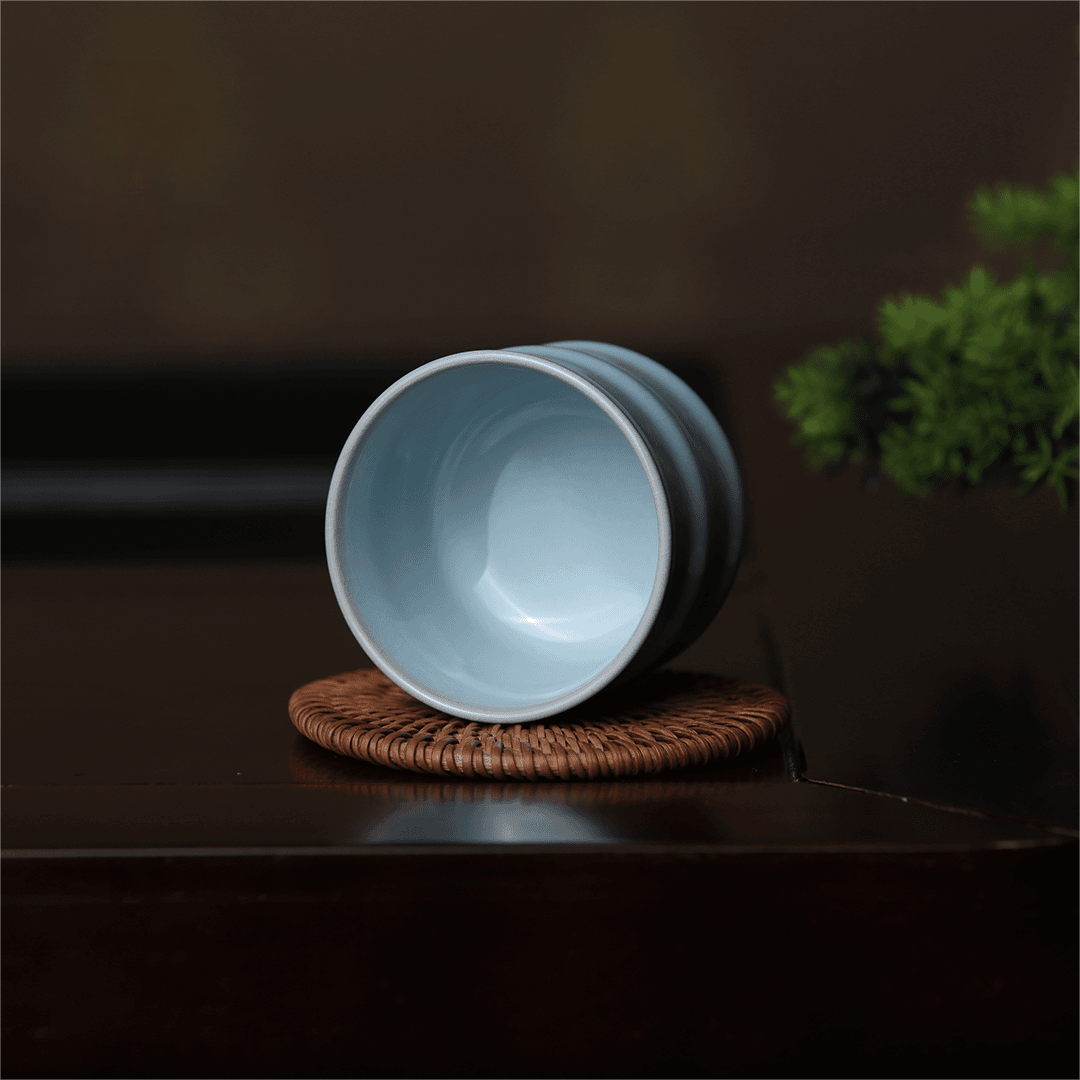 ru kiln celadon glaze teacup – Ru Kiln Bamboo-Node Host Teacup Sky Blue Master Teacup by Kungfuyang