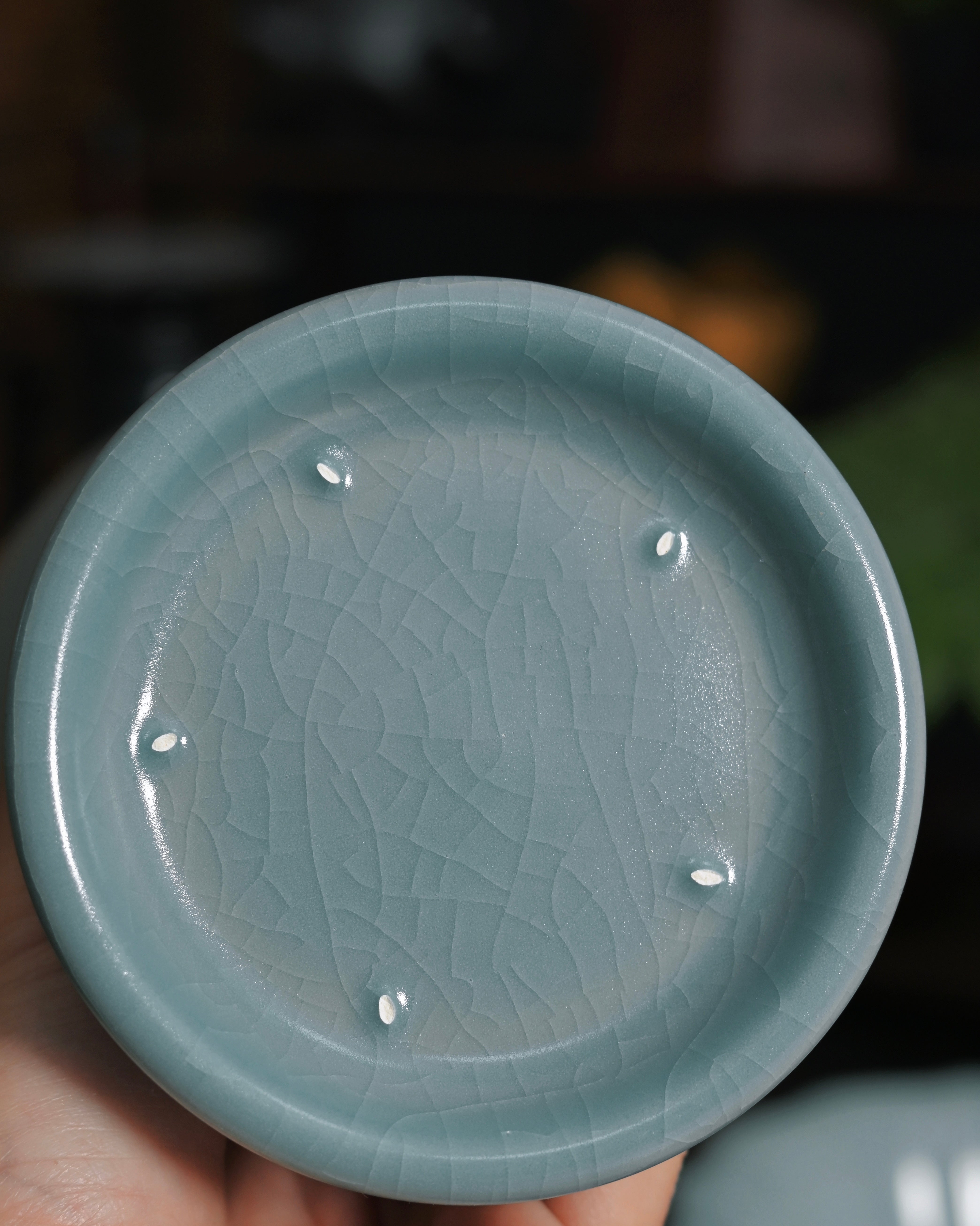 ru kiln five point nail firing – Ru Ware Celadon Glaze Plum Vase by Kungfuyang