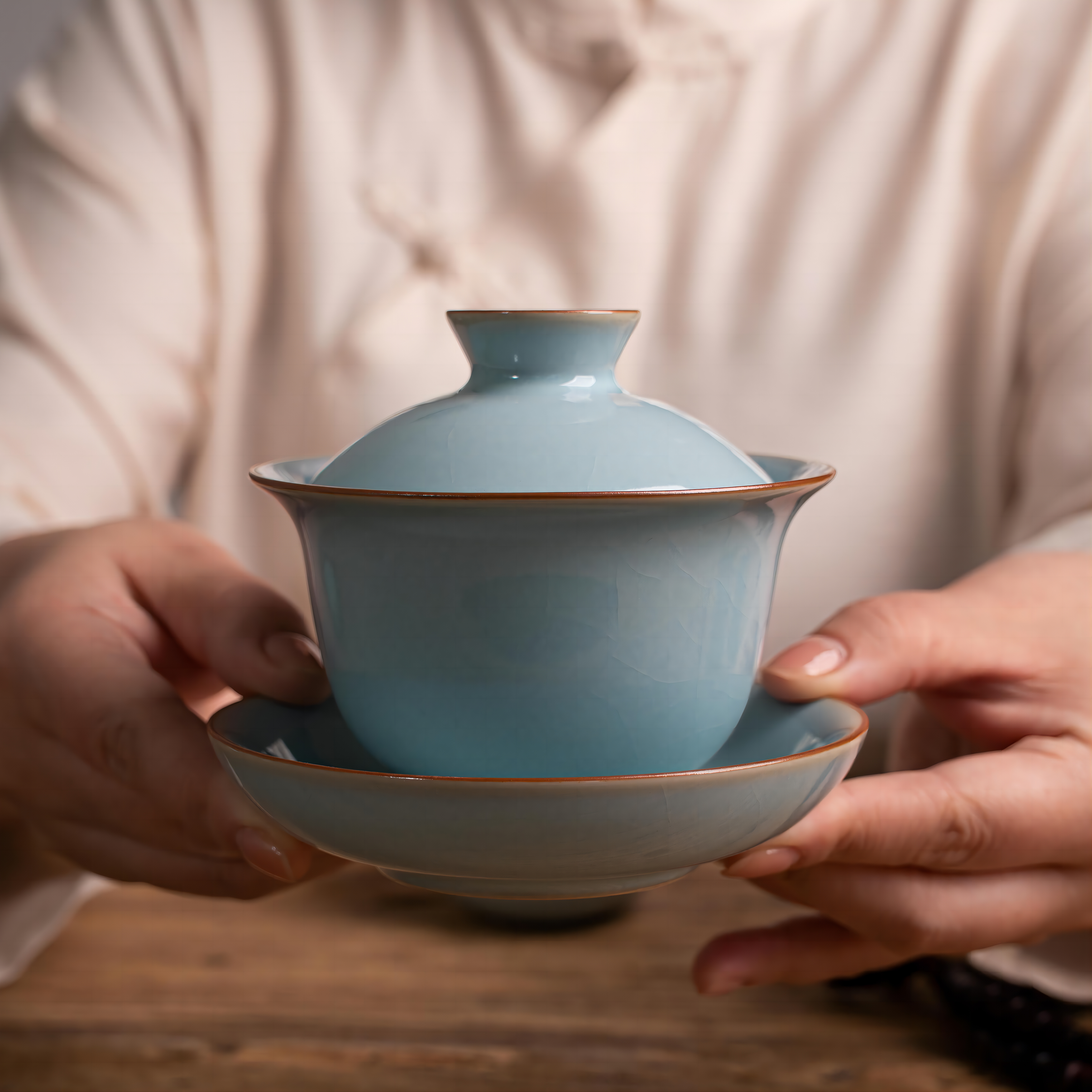 ru kiln imperial celadon cup – Ru Porcelain Gaiwan(Tea Bowl) and Teacup 3 in 1 Ru Kiln Tea by Kungfuyang