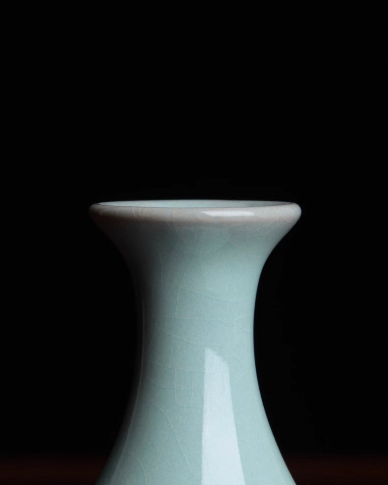 ru kiln porcelain skyblue glaze – Artisan Ru Porcelain Flower Vase – 15cm Sky Blue Celadon by Kungfuyang