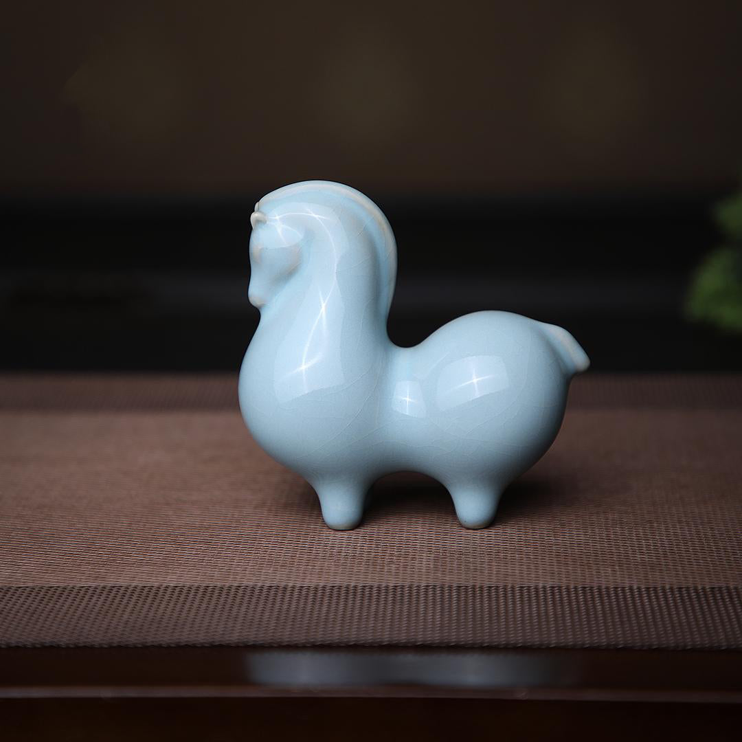 ru kiln porcelain tea pet – Ru Ware Celadon Glaze Tea Pet Porcelain Horse Ornament by Kungfuyang