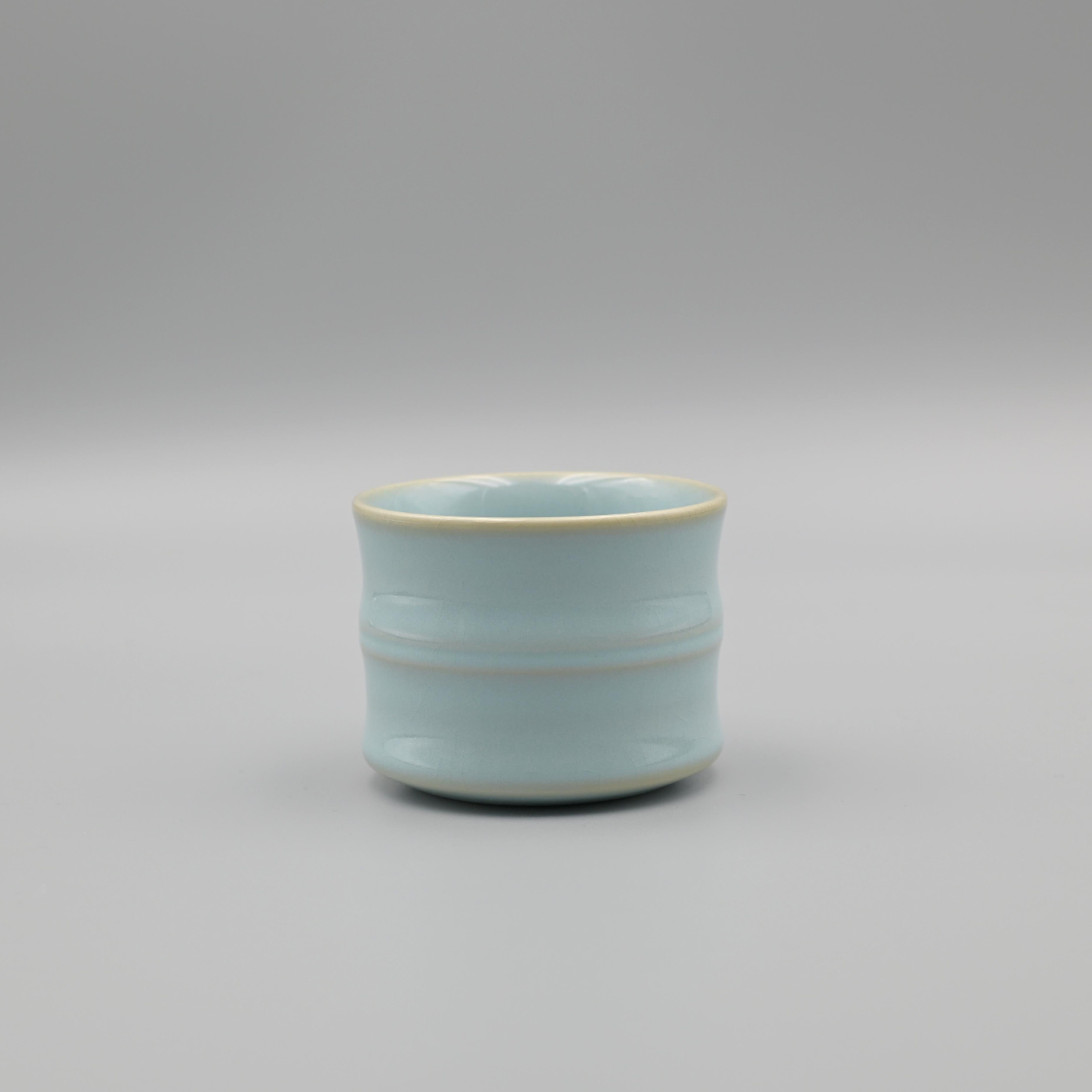 ru kiln porcelain teacup – Ru Kiln Bamboo-Node Host Teacup Sky Blue Master Teacup by Kungfuyang