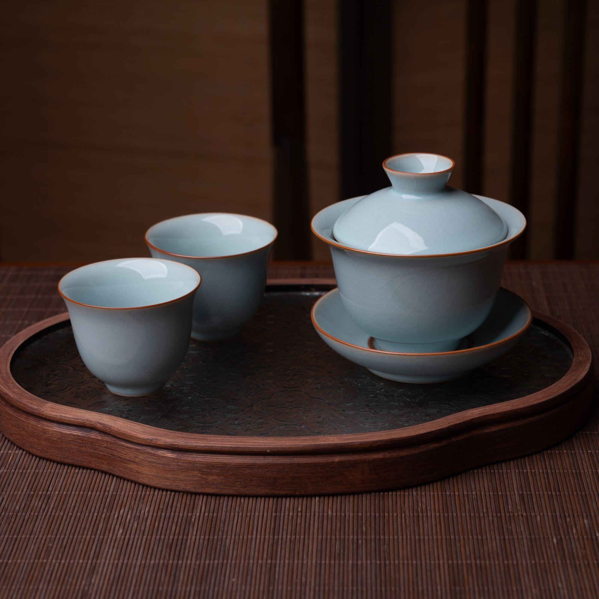ru kiln sky blue glaze bowl – Ru Porcelain Gaiwan(Tea Bowl) and Teacup 3 in 1 Ru Kiln Tea by Kungfuyang