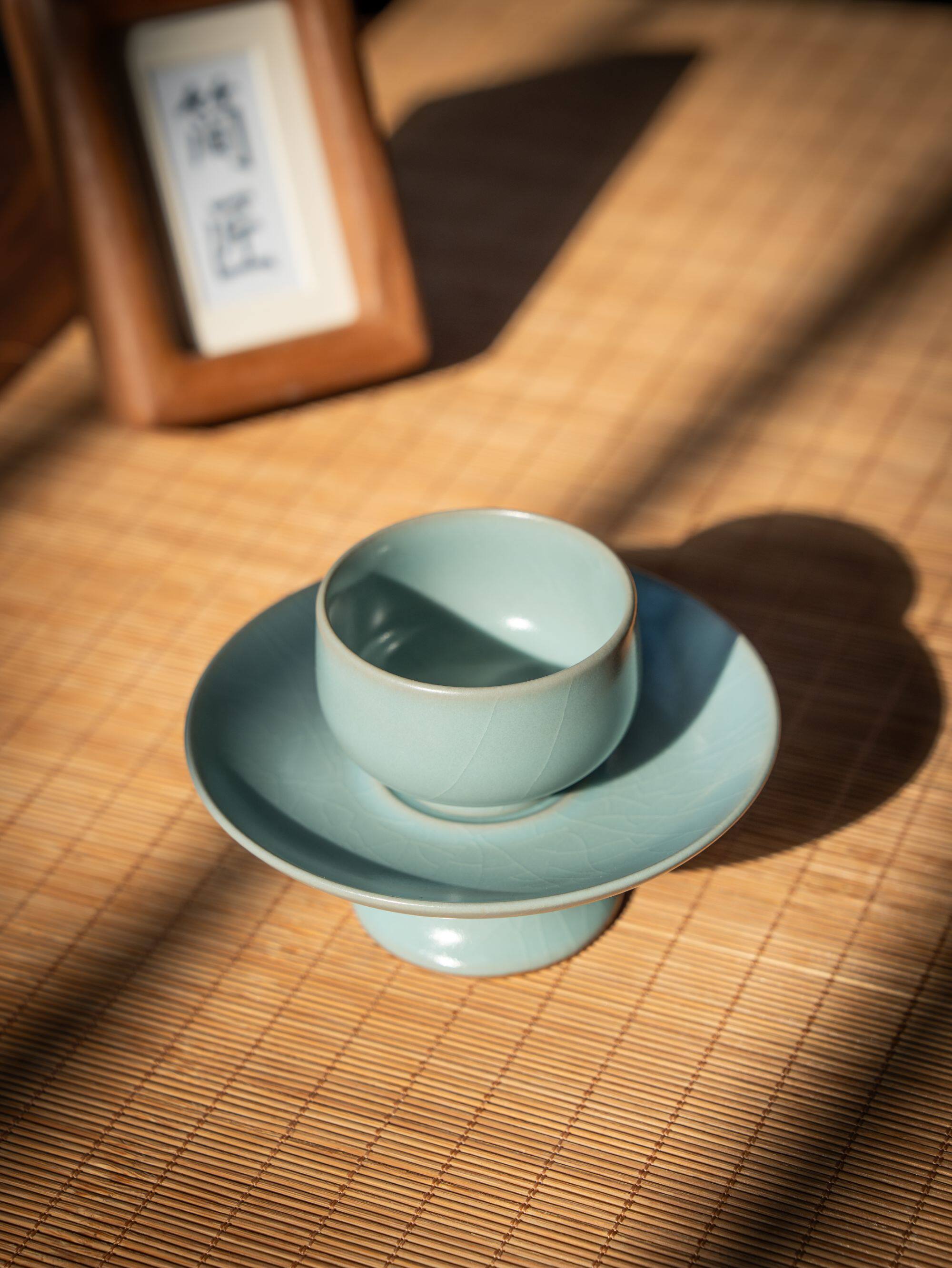 ru kiln sky blue glaze teacup with saucer – Ru Porcelain Sky-Blue Glaze Teacup with Saucer Set 60ml by Kungfuyang