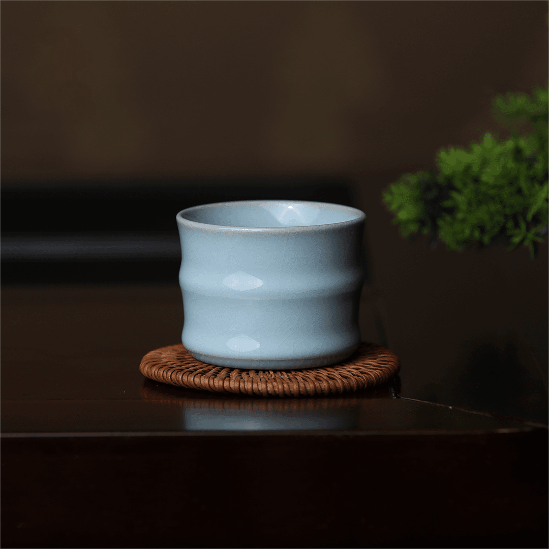 ru porcelain celadon glaze teacup – Ru Kiln Bamboo-Node Host Teacup Sky Blue Master Teacup by Kungfuyang