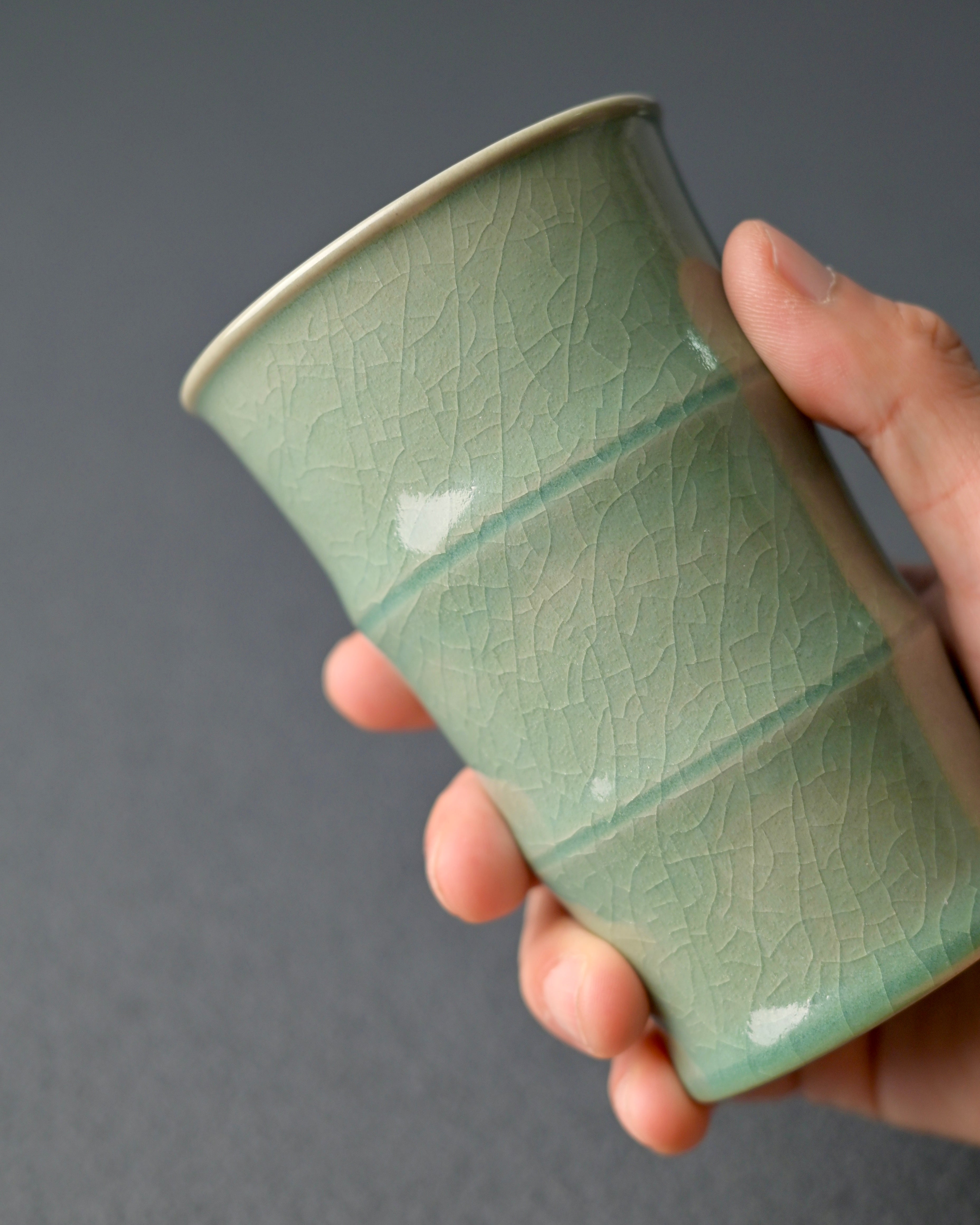 ru porcelain cracked ice glaze teacup – Ru Porcelain "Jade Bamboo" Cola Cup (300ml) by Kungfuyang