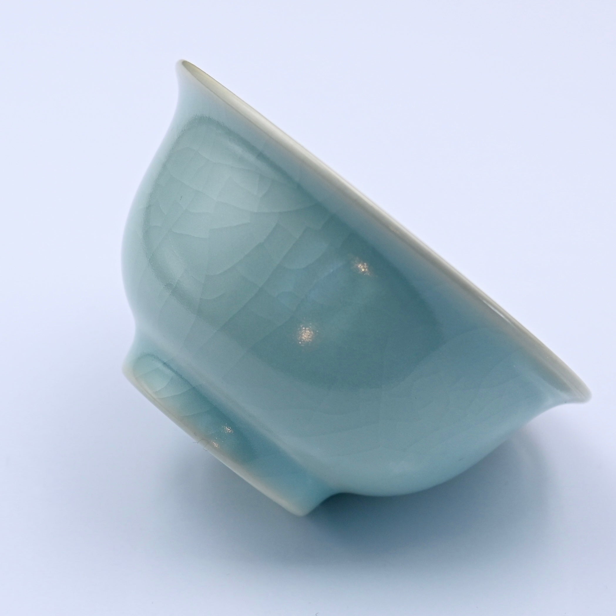ru porcelain retro glaze host teacup – Ru Porcelain Vintage Glaze Fine Crackles Press Hand Cup by Kungfuyang