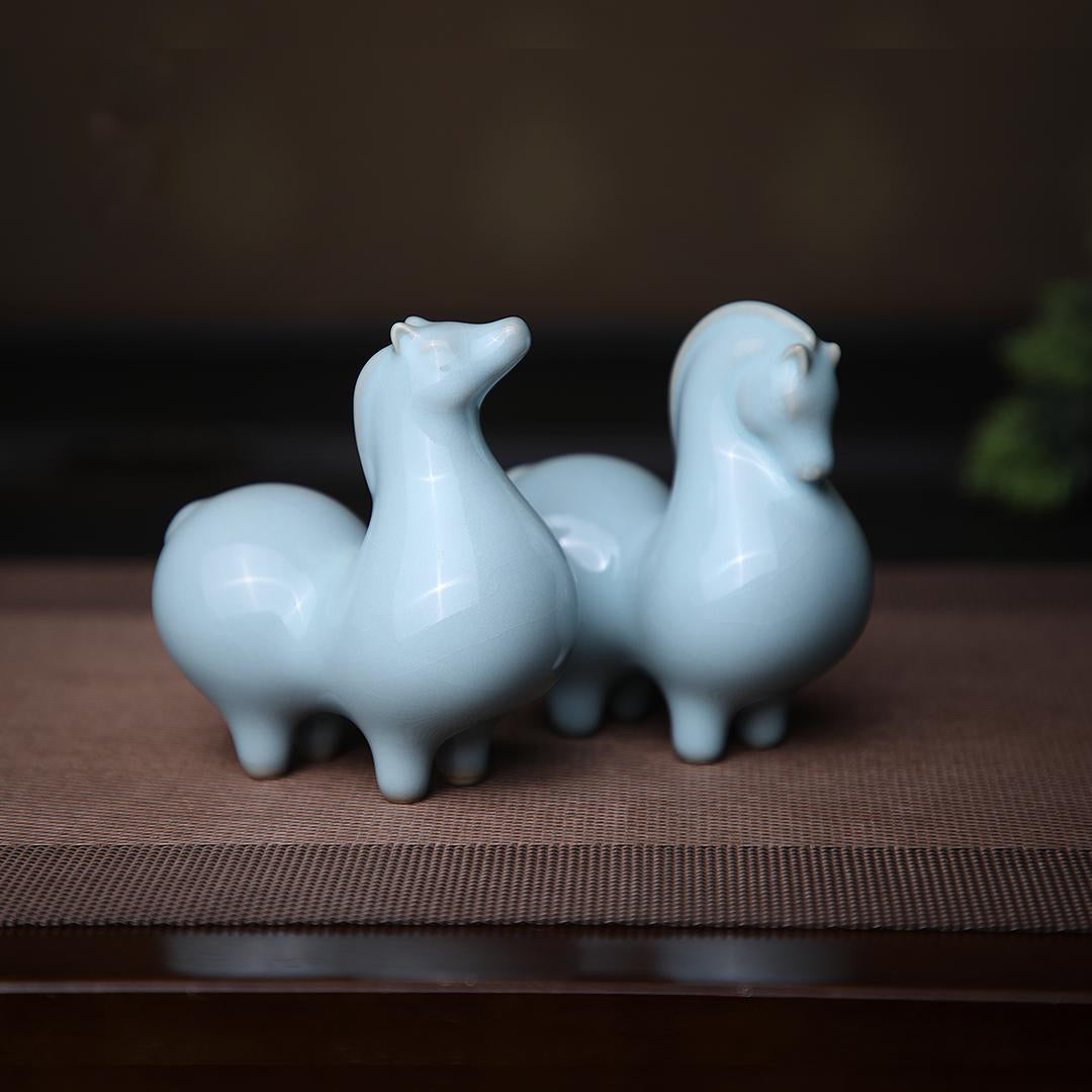 ru porcelain sky blue glaze – Ru Ware Celadon Glaze Tea Pet Porcelain Horse Ornament by Kungfuyang