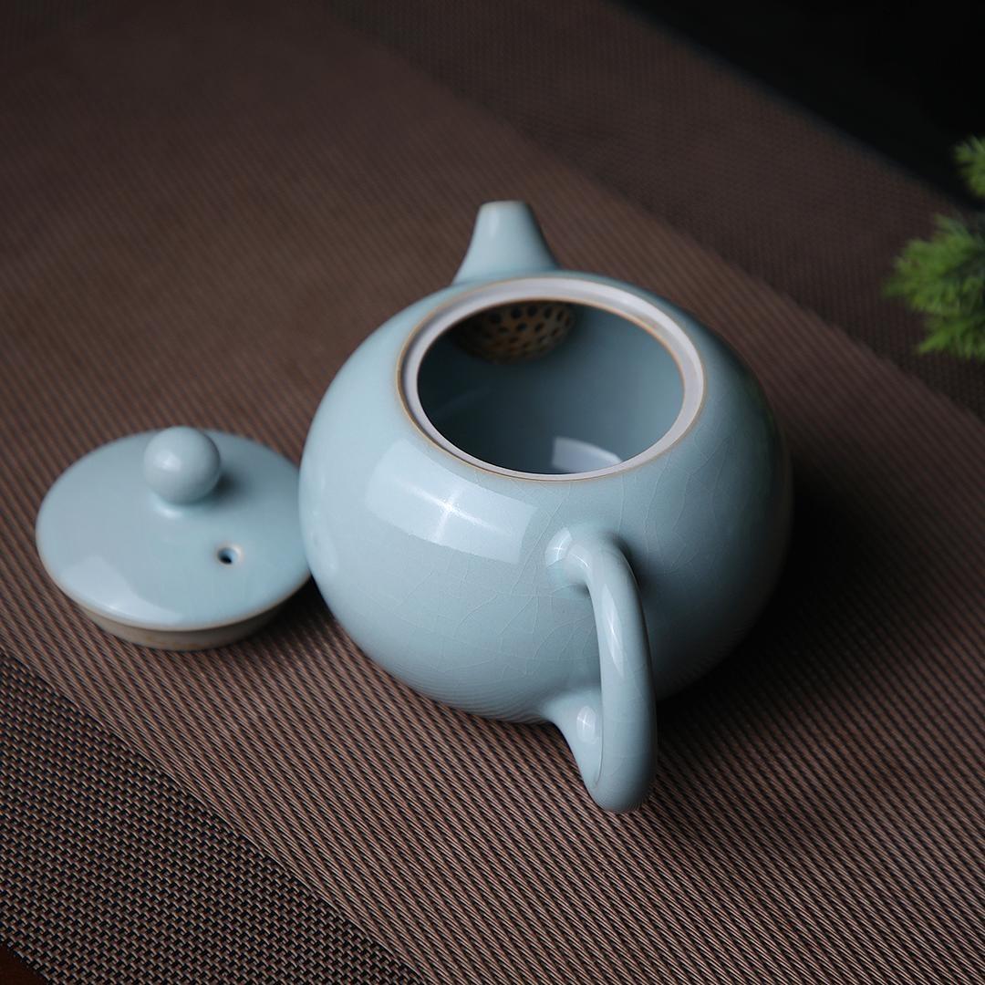 ru porcelain tea set – Ru Ware (Ruyao) Nail-Support Technique Xi Shi Teapot Sky-Blue by Kungfuyang
