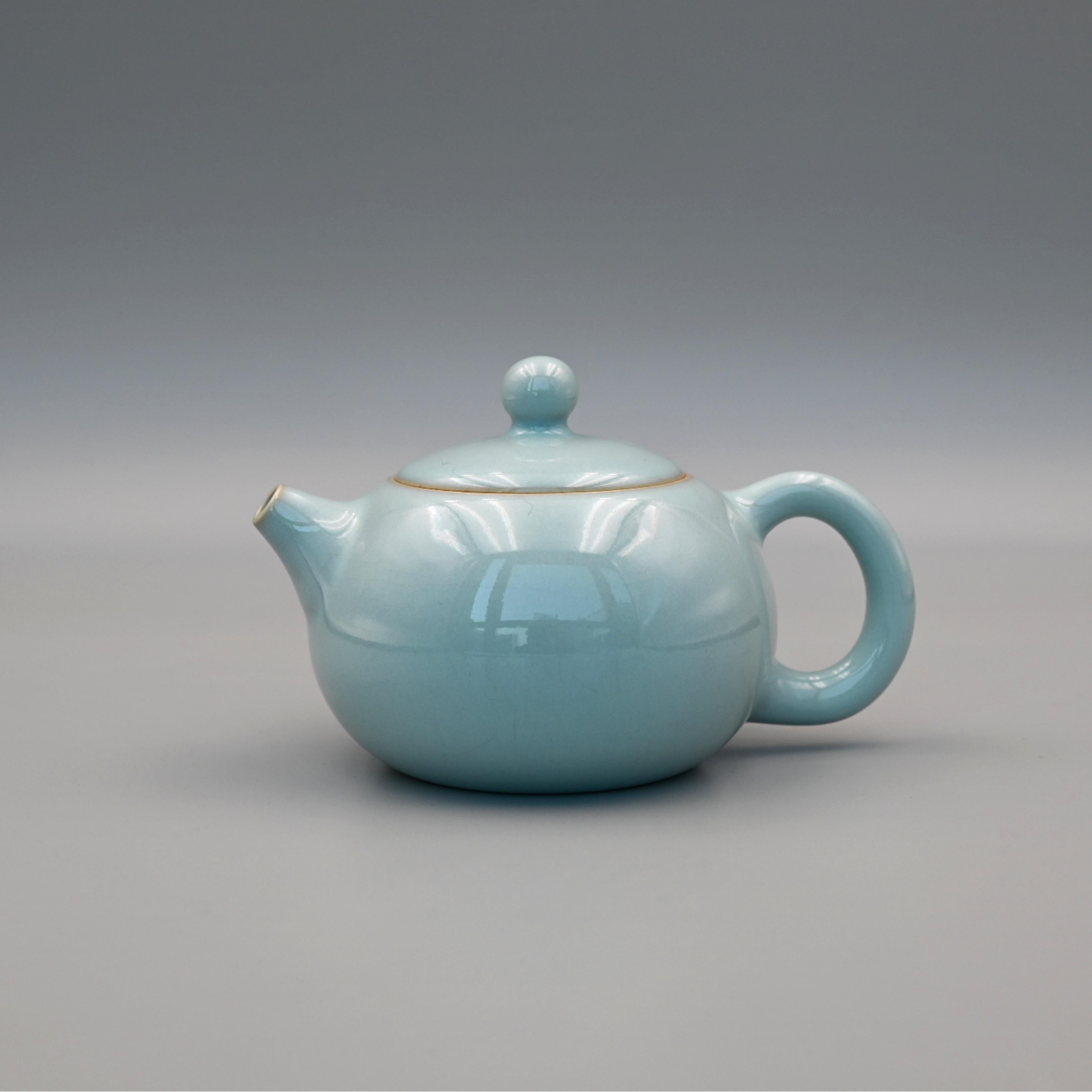 ru porcelain teapot – Ru Ware (Ruyao) Nail-Support Technique Xi Shi Teapot Sky-Blue by Kungfuyang