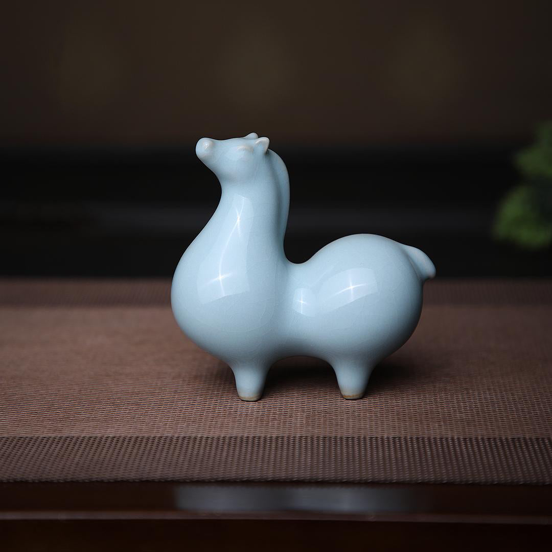 ru ware celadon tea pet – Ru Ware Celadon Glaze Tea Pet Porcelain Horse Ornament by Kungfuyang