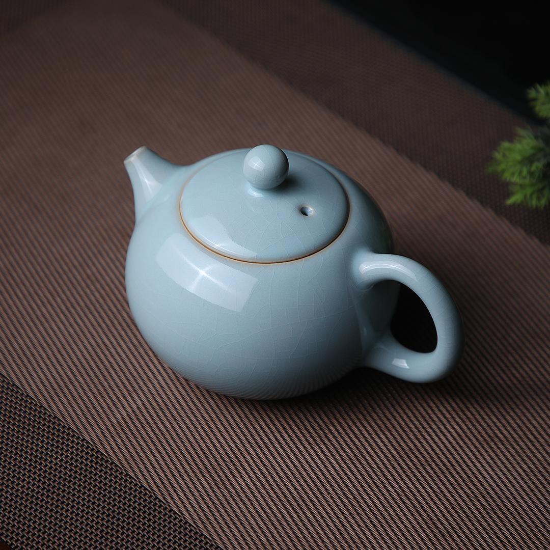 ru ware celadon teapot – Ru Ware (Ruyao) Nail-Support Technique Xi Shi Teapot Sky-Blue by Kungfuyang