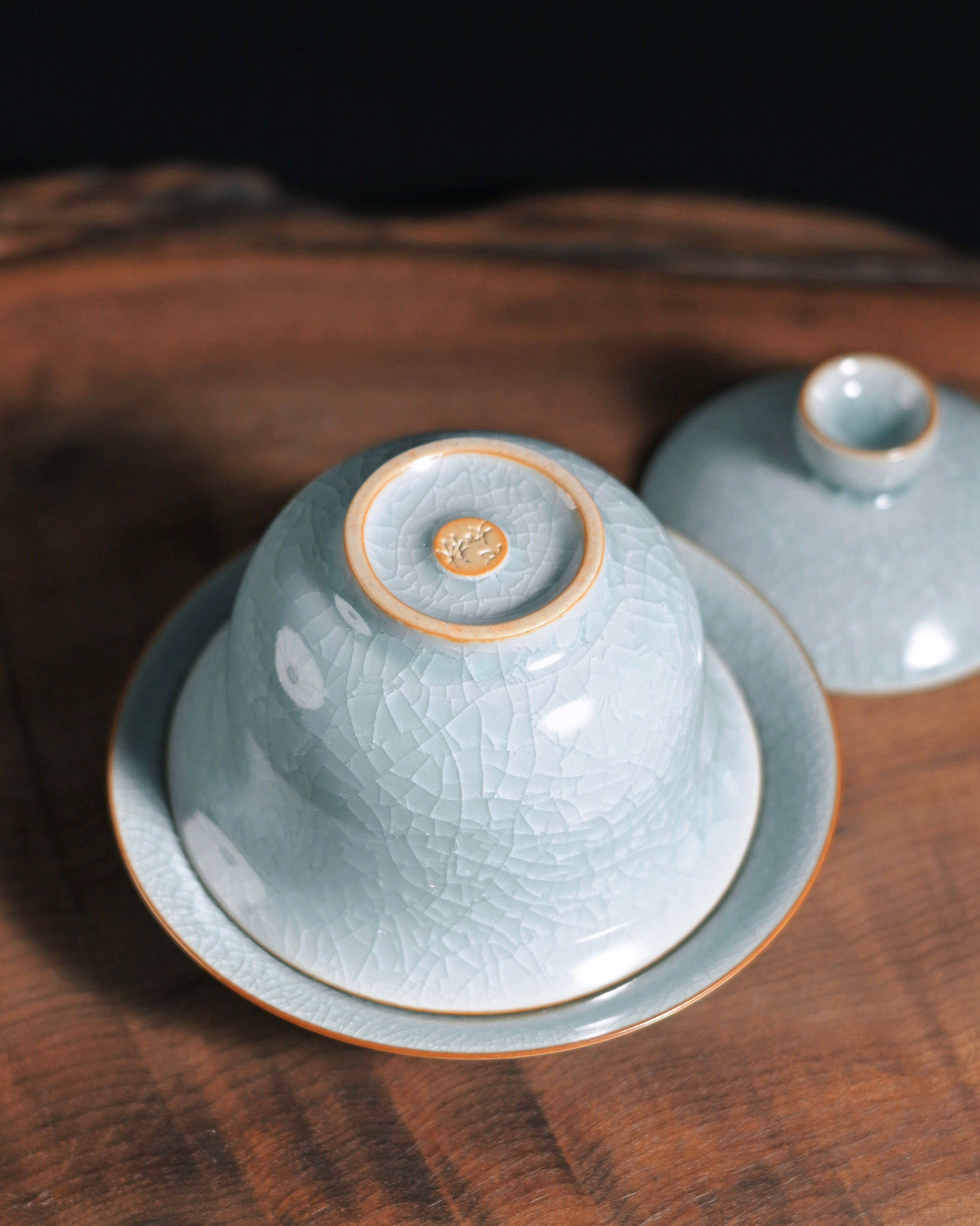 ru ware gaiwan agate glaze – Ru Ware Gaiwan – “Three Talents” (San Cai) Design 150ml by Kungfuyang