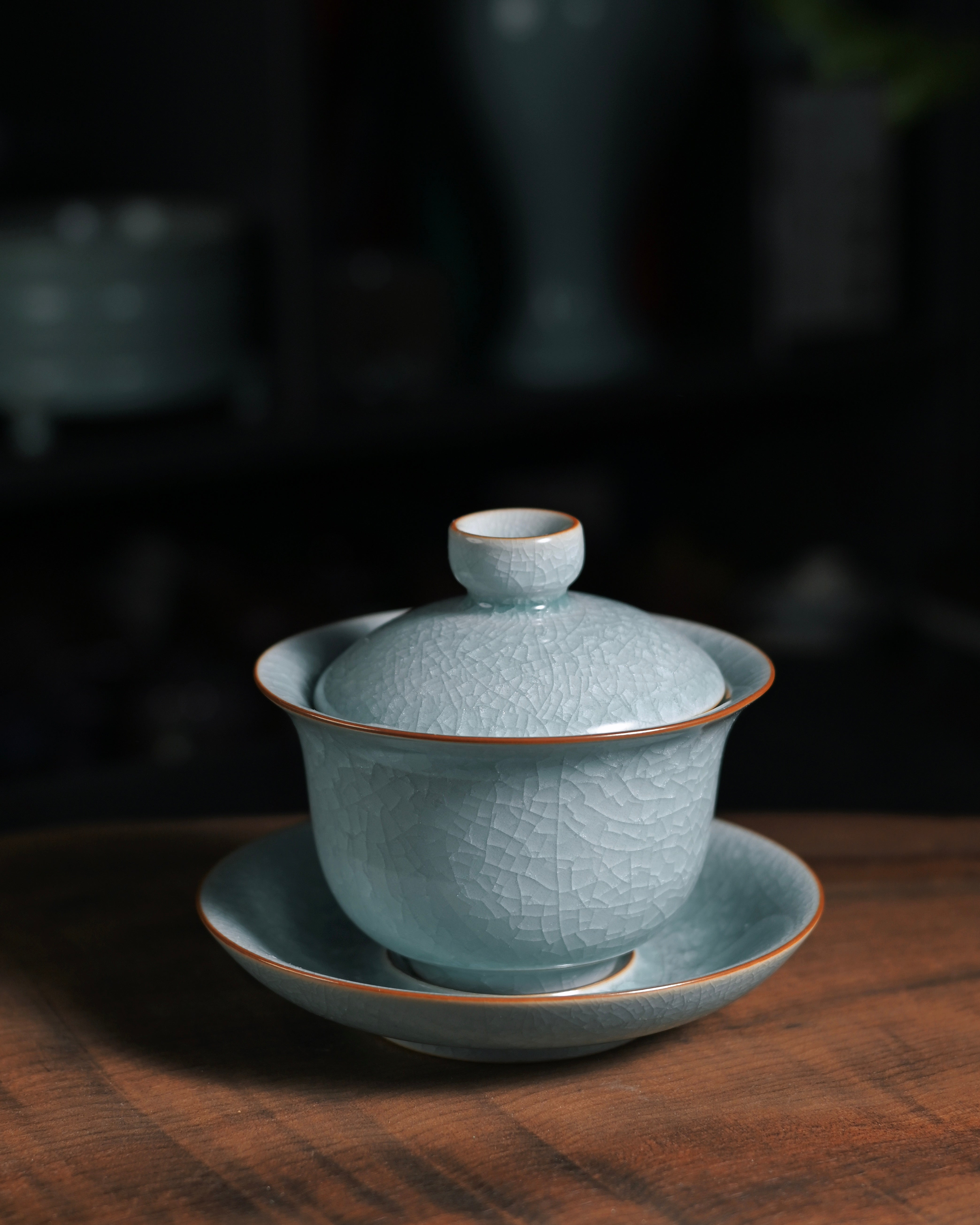 ru ware gaiwan ice crack glaze – Ru Ware Gaiwan – “Three Talents” (San Cai) Design 150ml by Kungfuyang