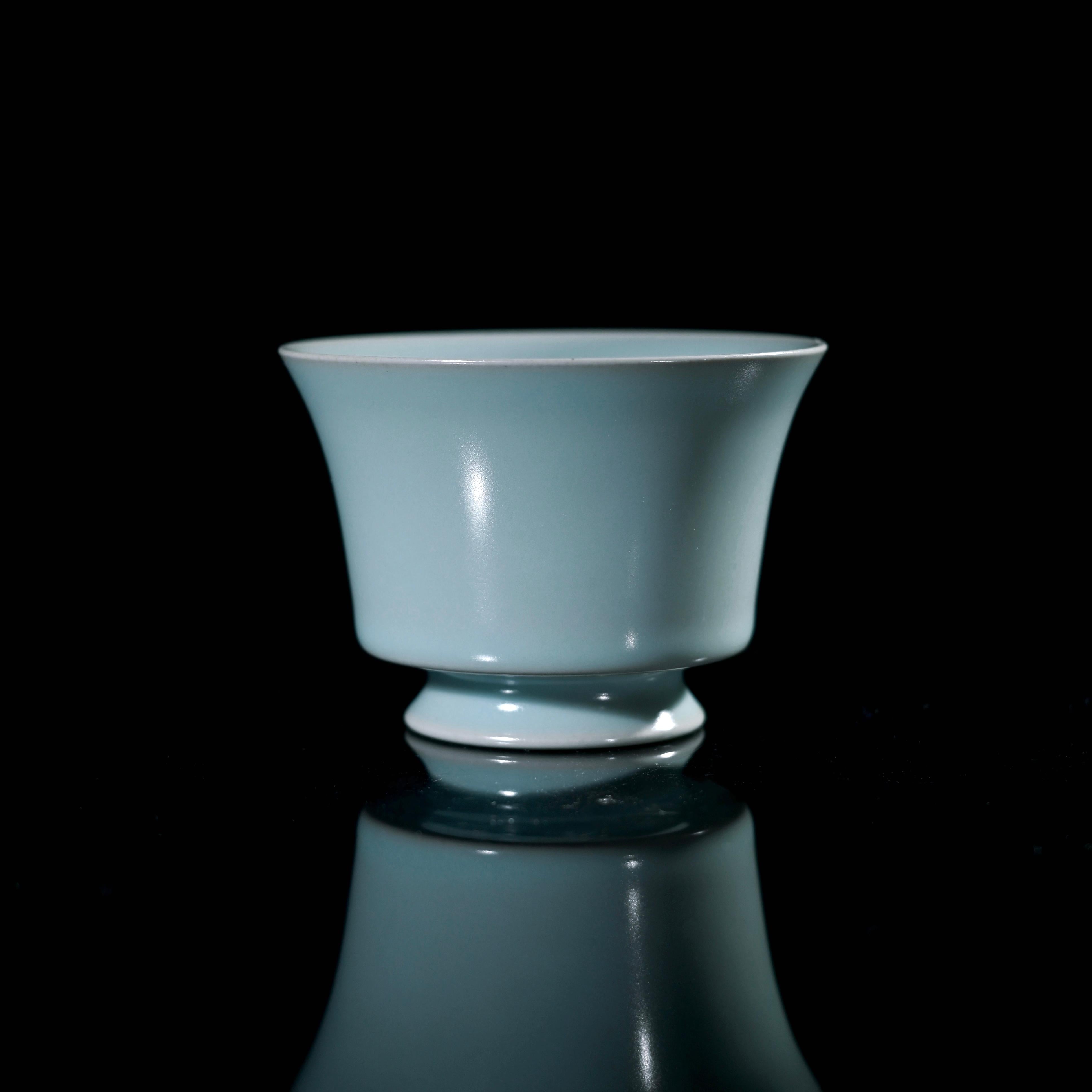ru ware low foot cup – Ru Ware Sky-Blue Glaze Short-Stem Teacup by Kungfuyang