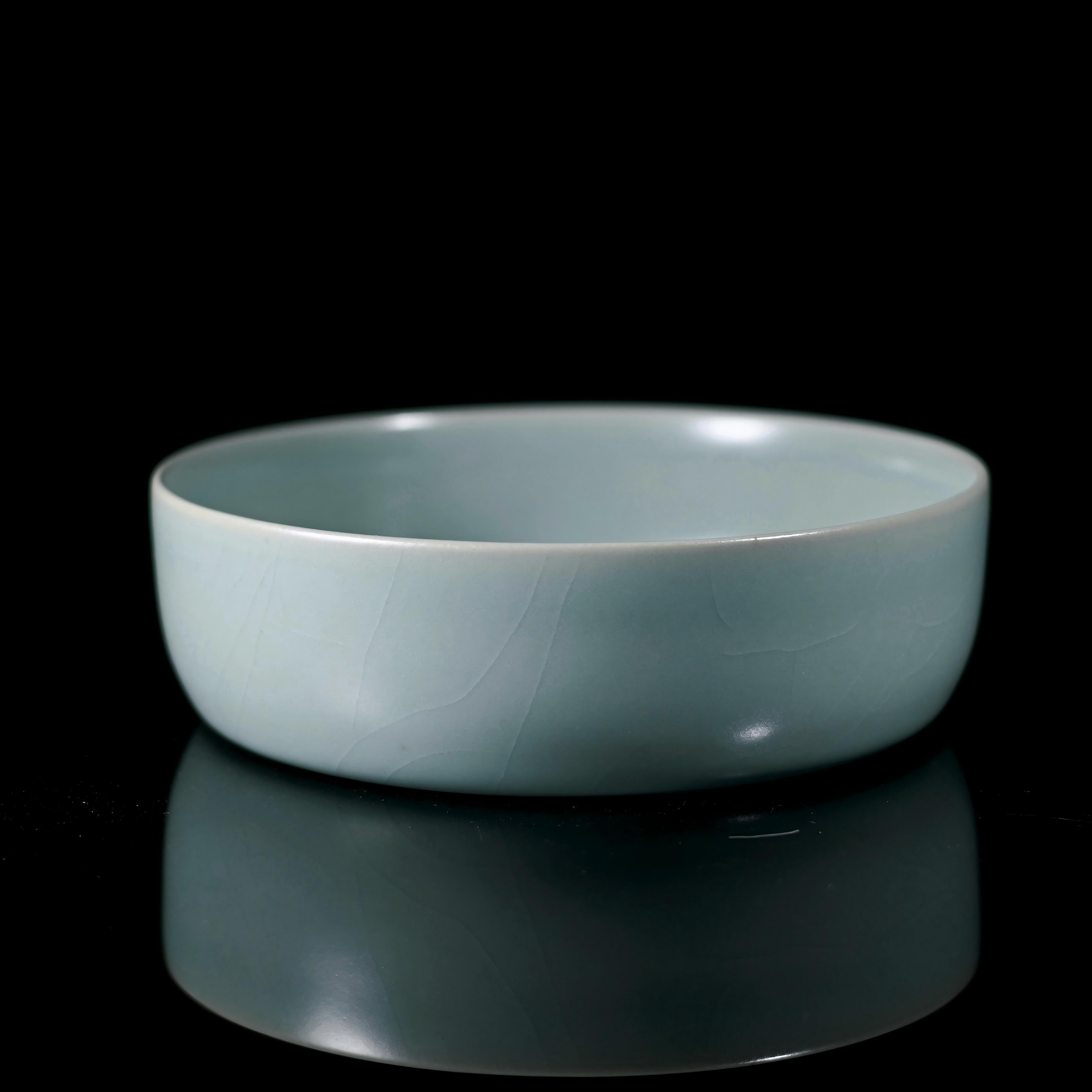 ru ware round basin for tea ceremony – Ru Ware Sky-Blue Glaze Round Brush Washer by Kungfuyang