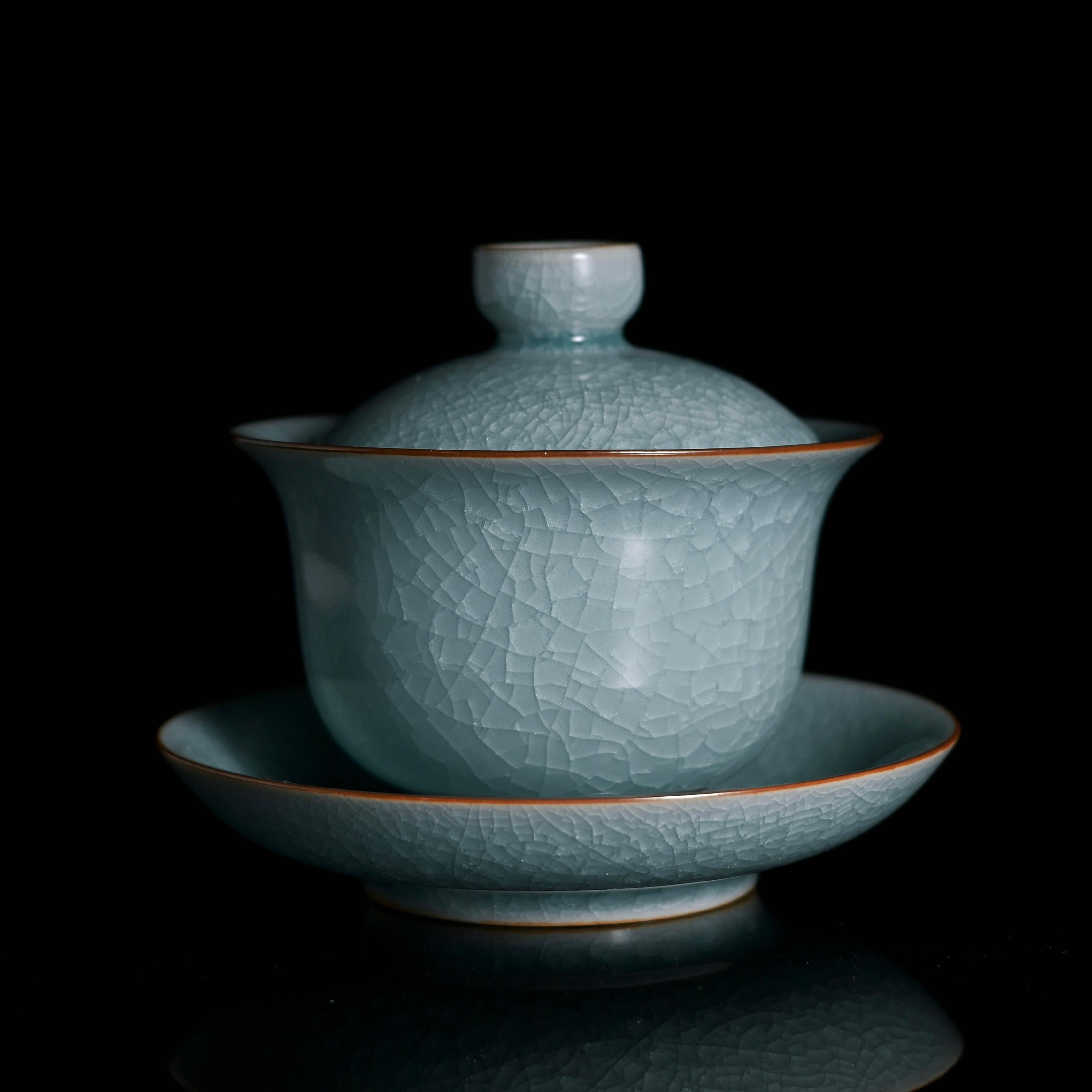 ru ware san cai gaiwan celadon – Ru Ware Gaiwan – “Three Talents” (San Cai) Design 150ml by Kungfuyang