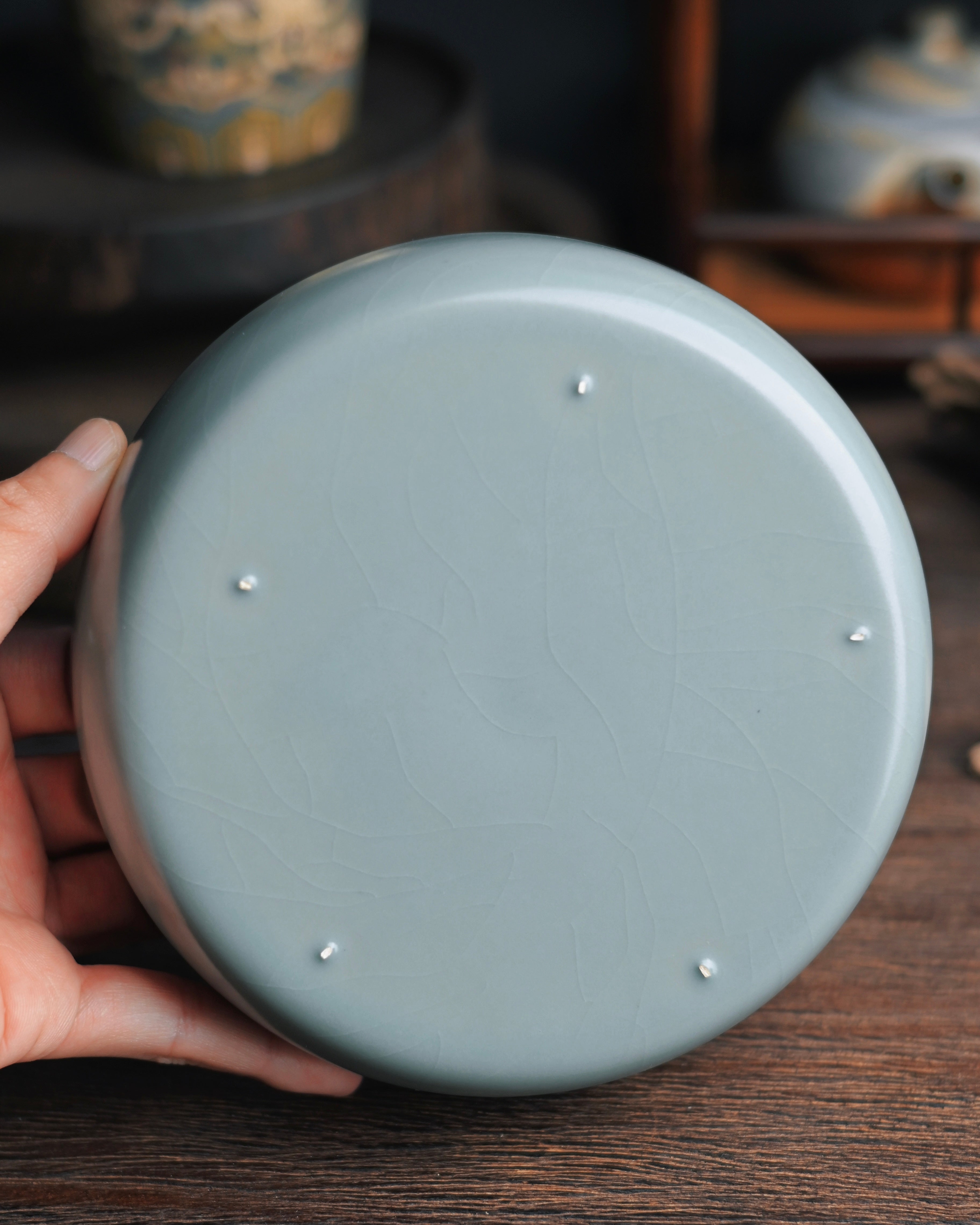 ru ware sky blue brush washer reproduction – Ru Ware Sky-Blue Glaze Round Brush Washer by Kungfuyang