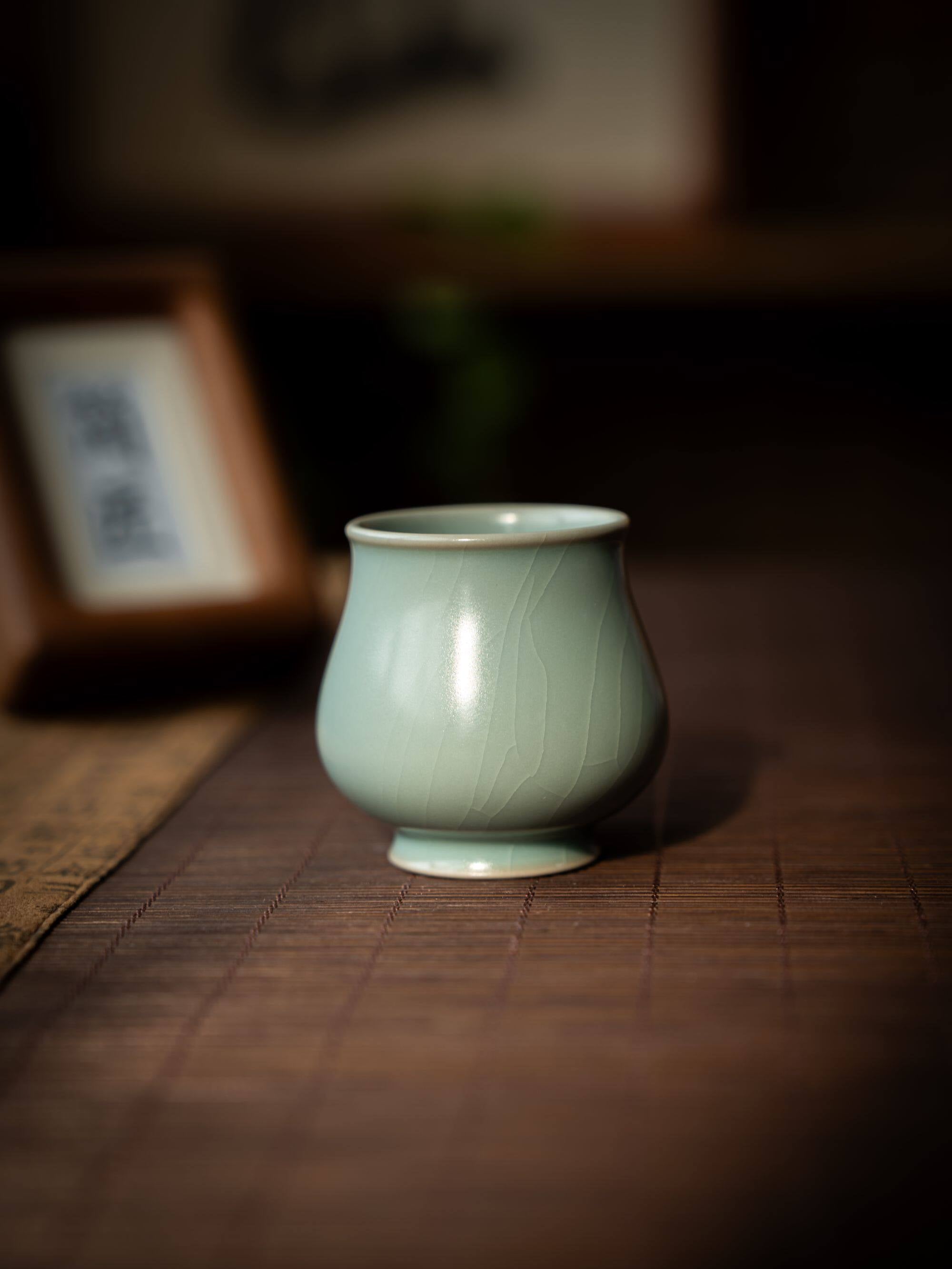 ru ware sky blue crackled glaze teacup – Ru Porcelain Sky-Blue Crackled Glaze Magnolia Cup 80ml by Kungfuyang