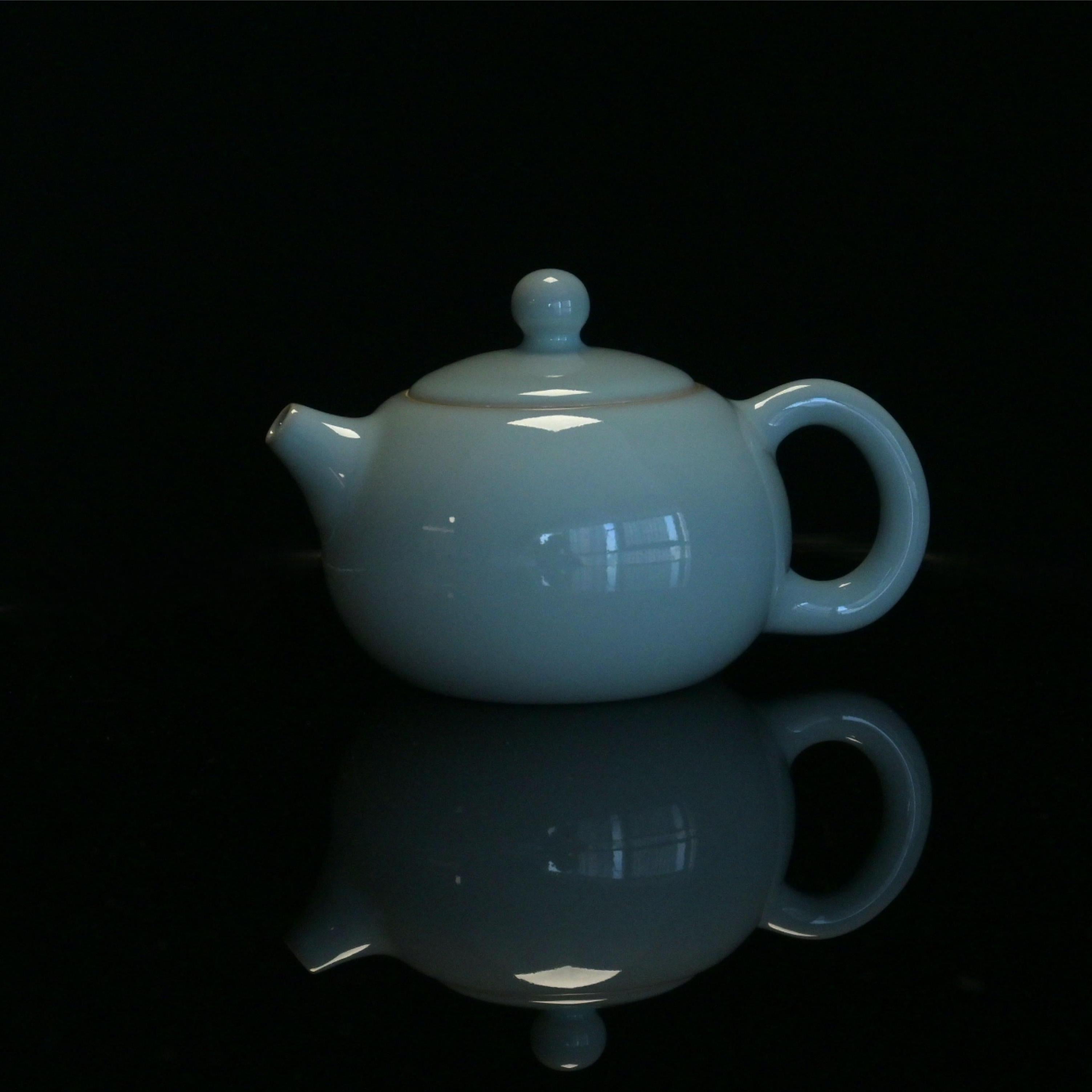 ru ware teapot – Ru Ware (Ruyao) Nail-Support Technique Xi Shi Teapot Sky-Blue by Kungfuyang