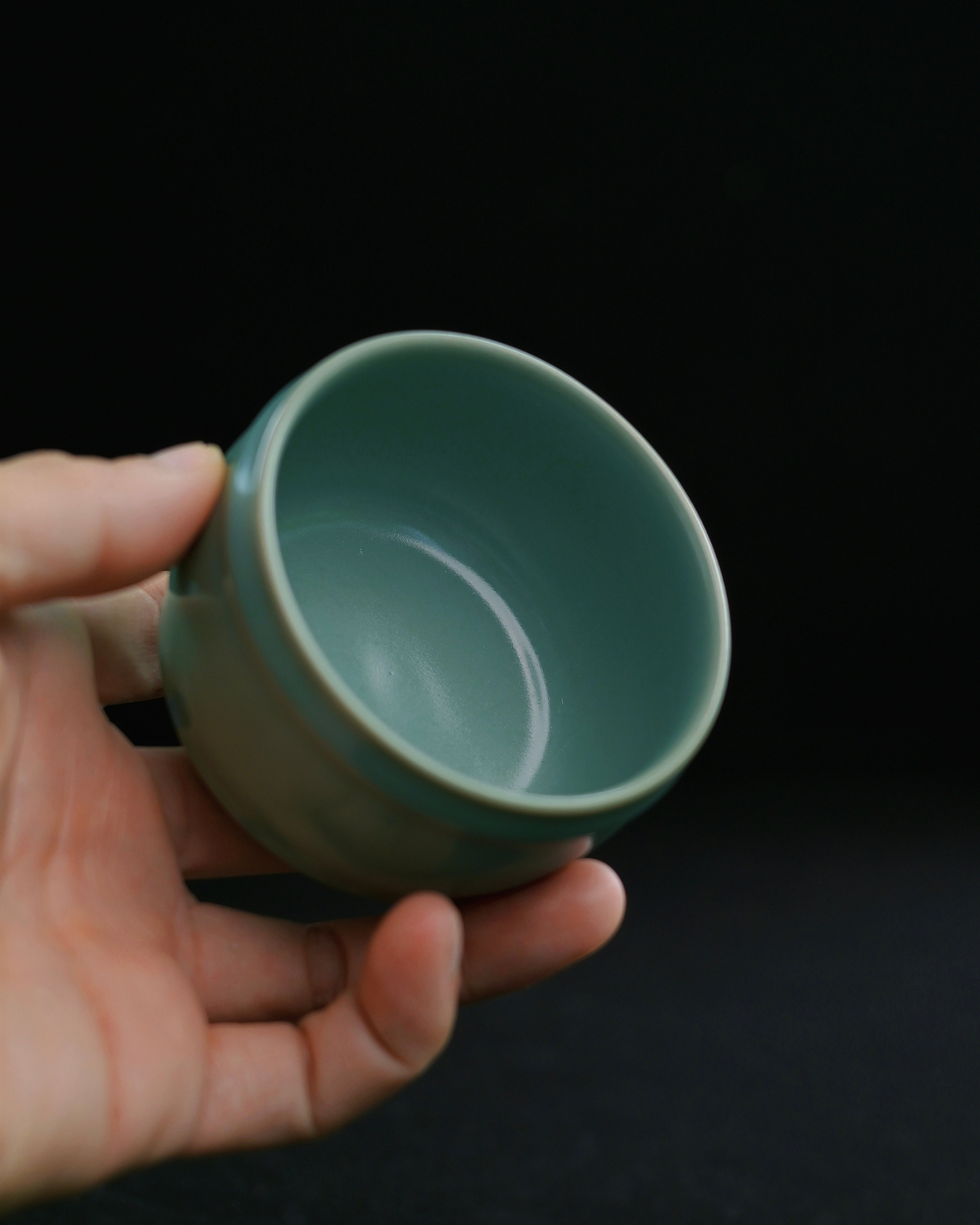 ru ware three pin marks firing – Ru Ware Vintage Sky-Blue Glaze "War Drum" Cup by Kungfuyang