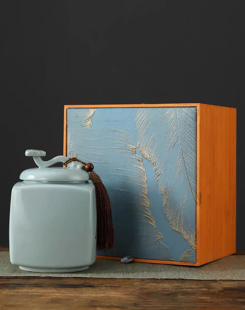 ru yao ceramic tea canister tea caddy – Ru Porcelain Large Capacity Tea Jar / Tea Canister 1000ml by Kungfuyang