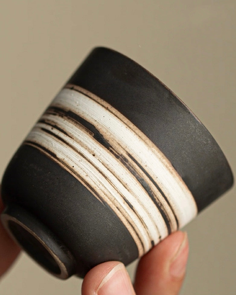rustic woodfired tea cup – Wabi-Sabi Handmade Black Clay Slipware Gaiwan by Kungfuyang