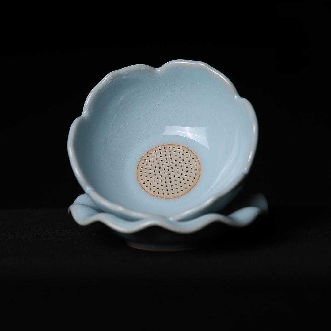 ruyao ru ware tea filter – Ru Porcelain (Ruyao) Lotus Shape Tea strainer / Tea Filter by Kungfuyang