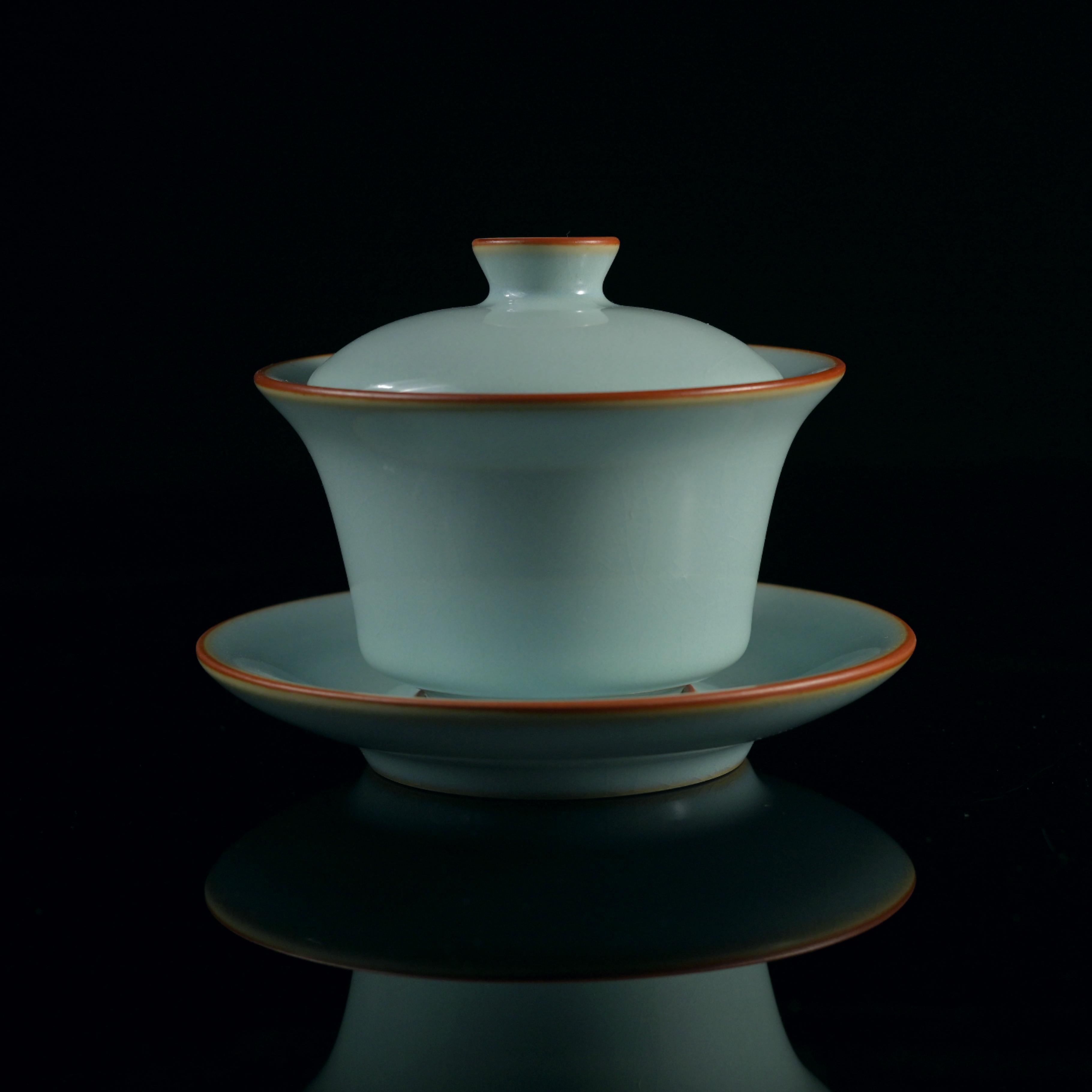 ruyao sky blue gaiwan – Ru Porcelain (Ruyao) Sky Blue Gaiwan Fine Crackle Tea Bowl by Kungfuyang